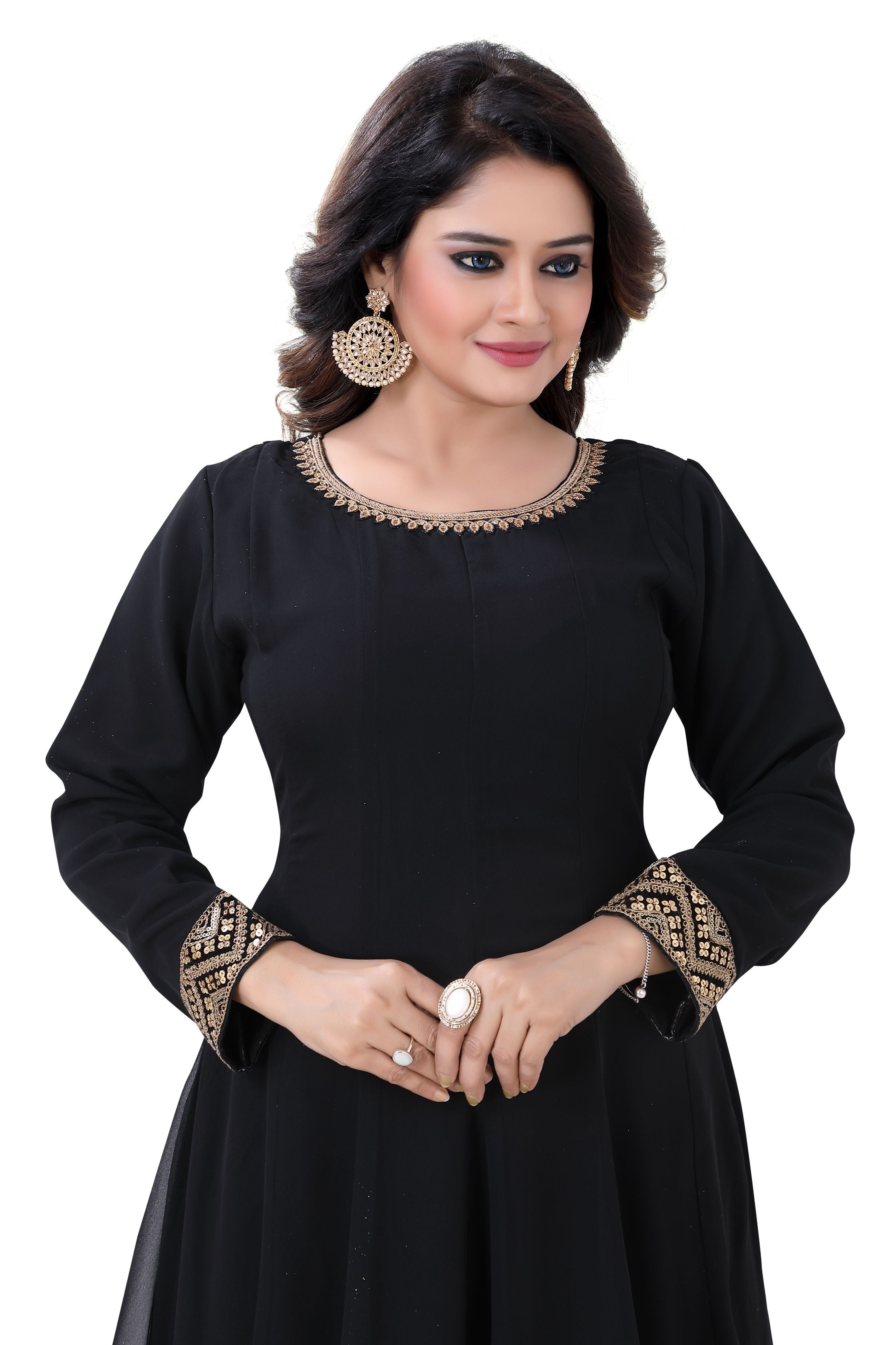 Floor Length Soft Georgett Gown in Black - Premium Partywear Gown from Dulhan Exclusives - Just $199! Shop now at Dulhan Exclusives