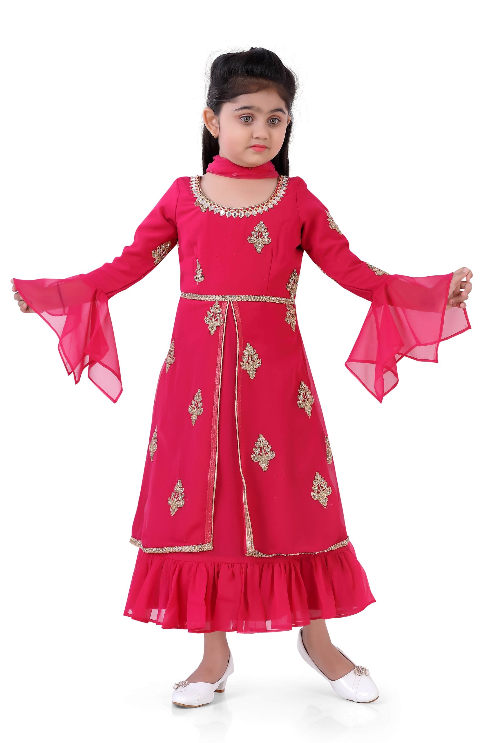 Kids Rani Pink Gown For Girls - Premium  from vendor-unknown - Just $99! Shop now at Dulhan Exclusives