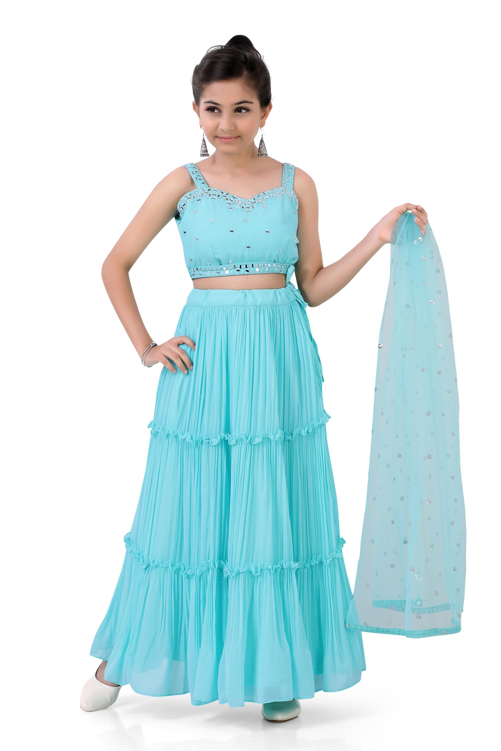 Girls Gazing Ghaghra Choli in Sky Blue