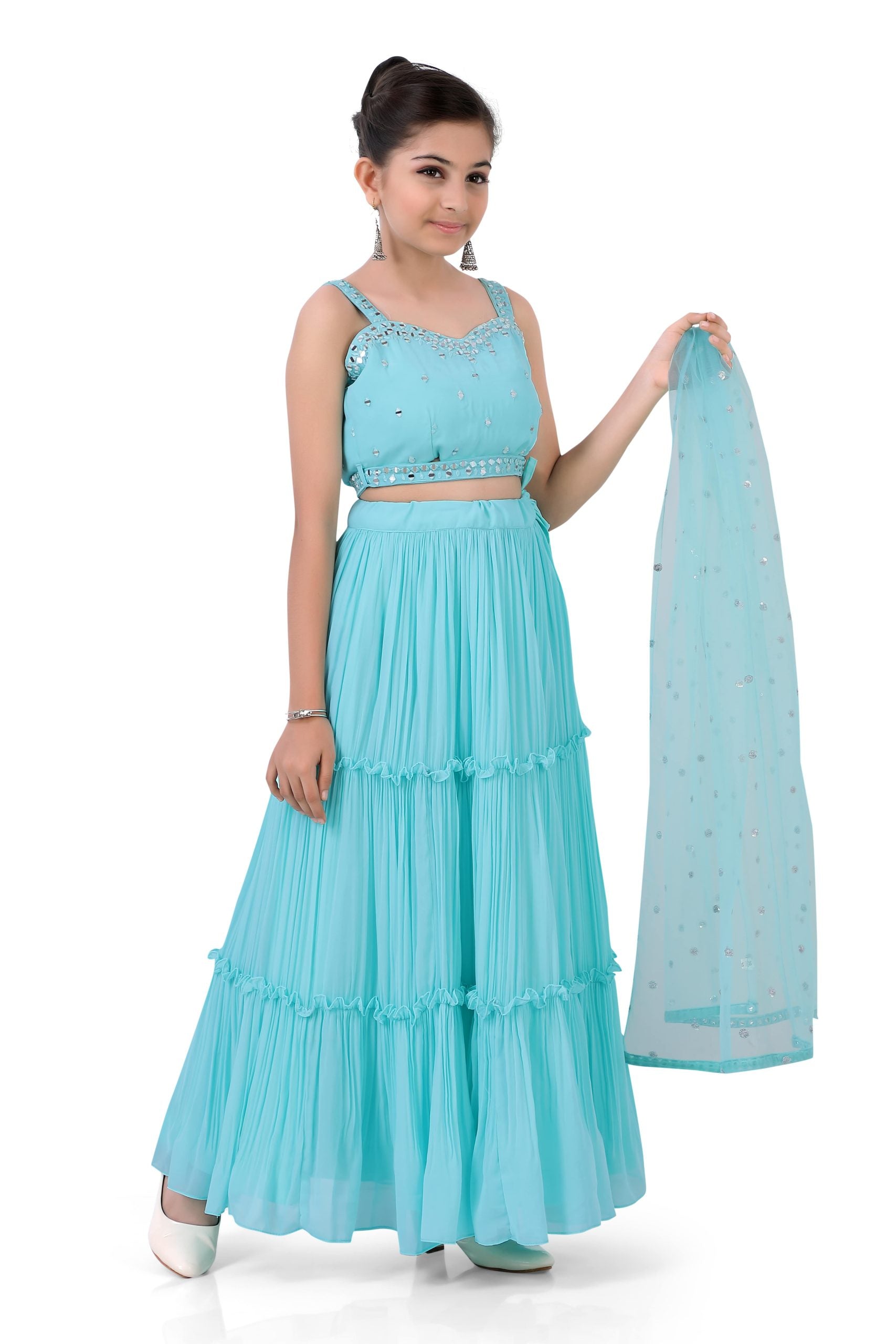Girls Gazing Ghaghra Choli in Sky Blue