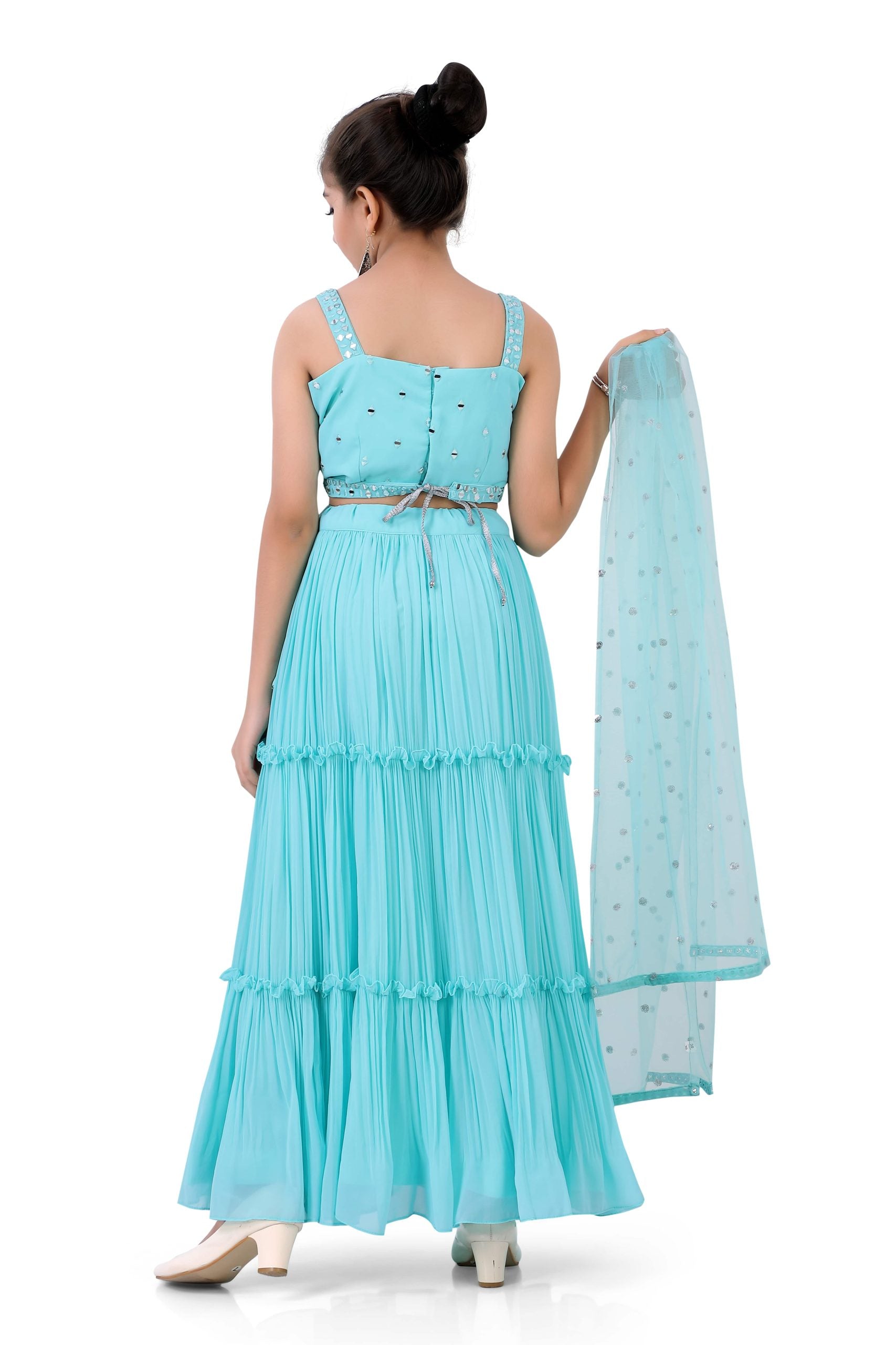 Girls Gazing Ghaghra Choli in Sky Blue