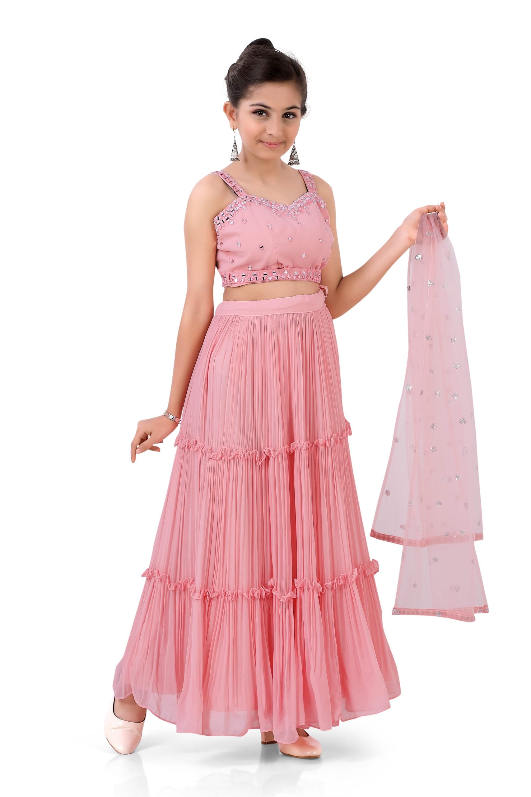 Girls Gazing Ghaghra Choli in Peach