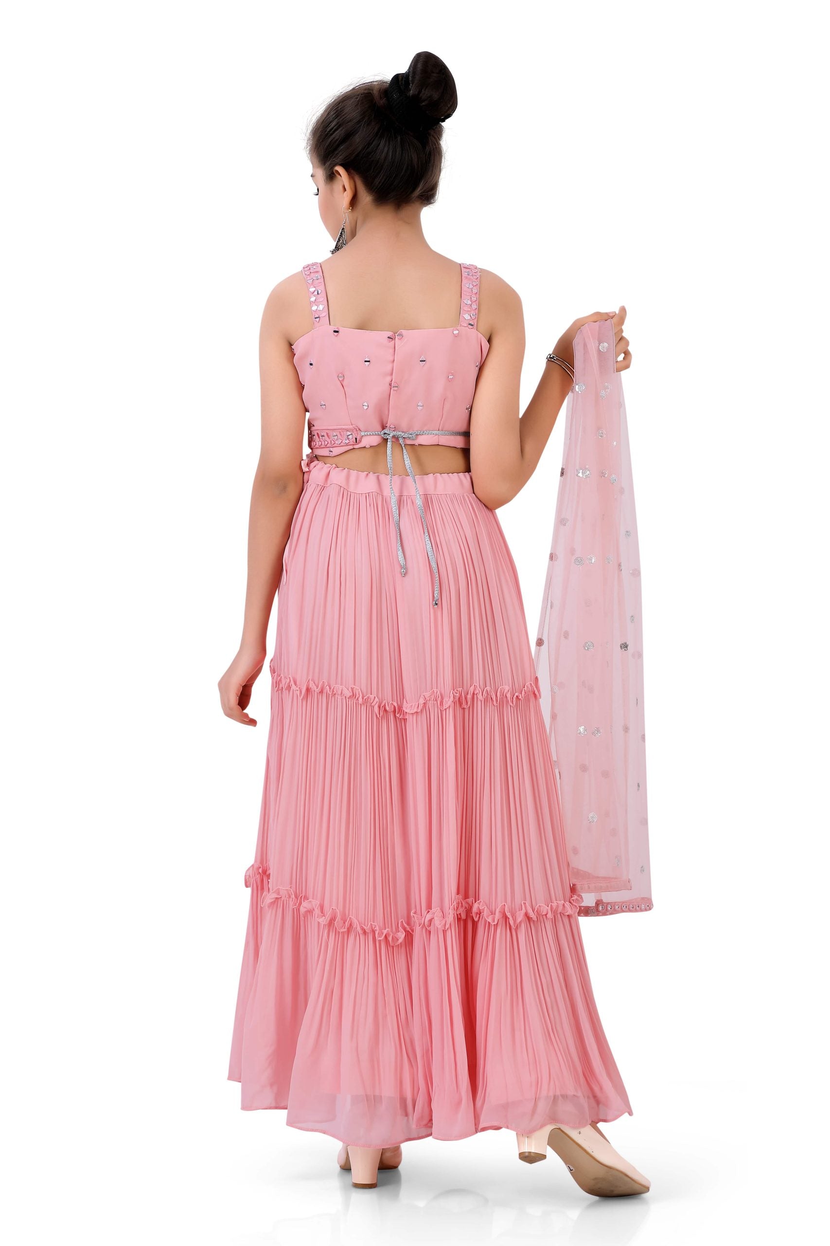 Girls Gazing Ghaghra Choli in Peach