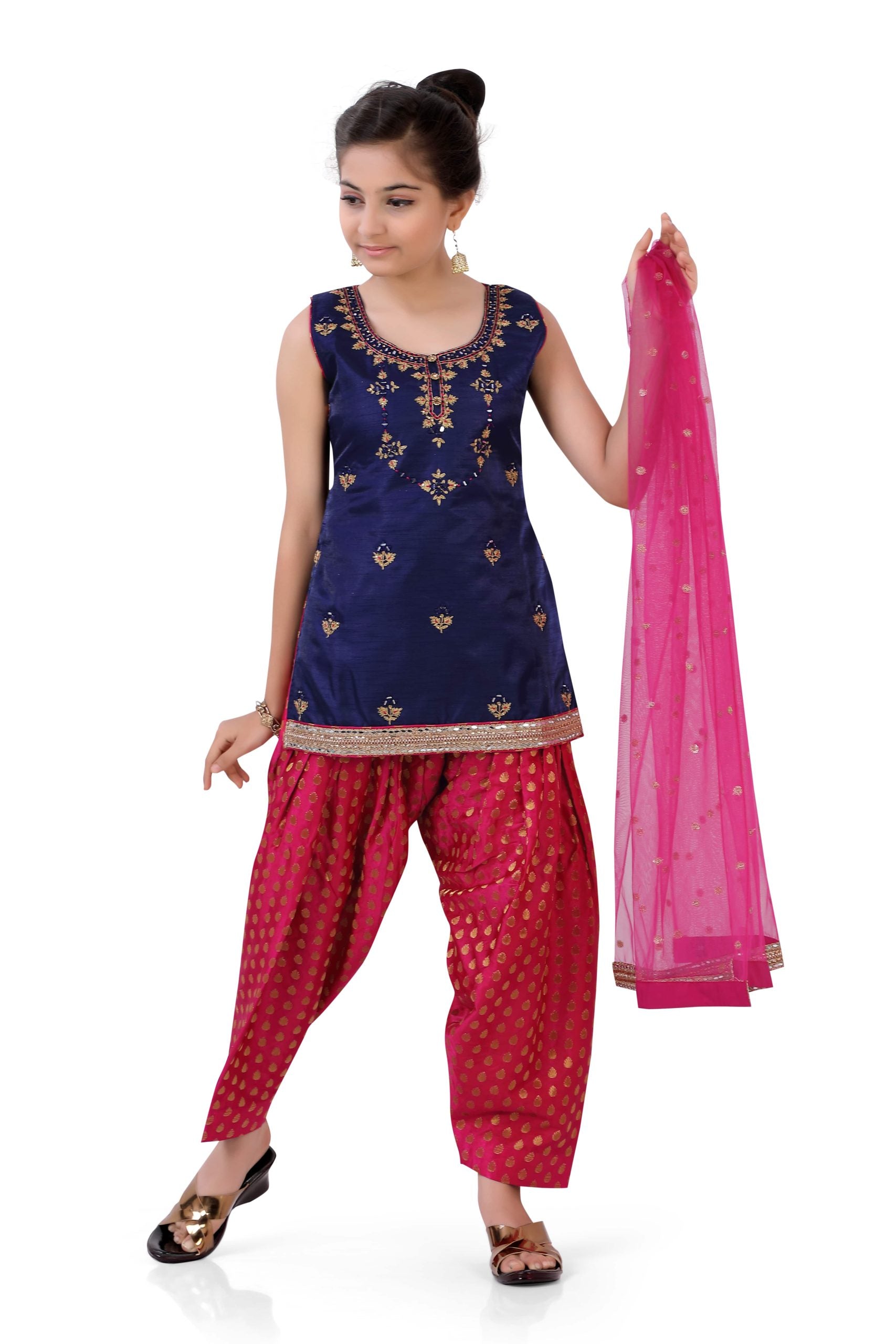Girl's Patiyala Salwar kameez in Blue - Premium Partywear Suit from Dulhan Exclusives - Just $99! Shop now at Dulhan Exclusives