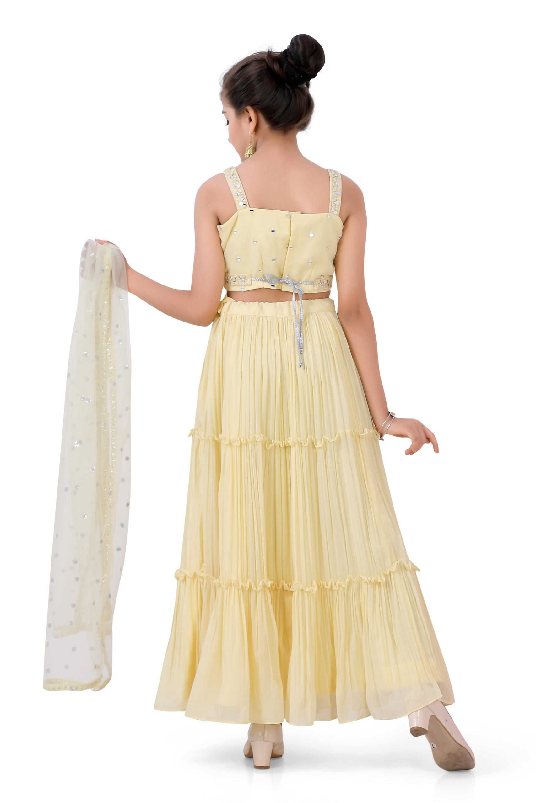 Girls Gazing Ghaghra Choli in Lemon Yellow