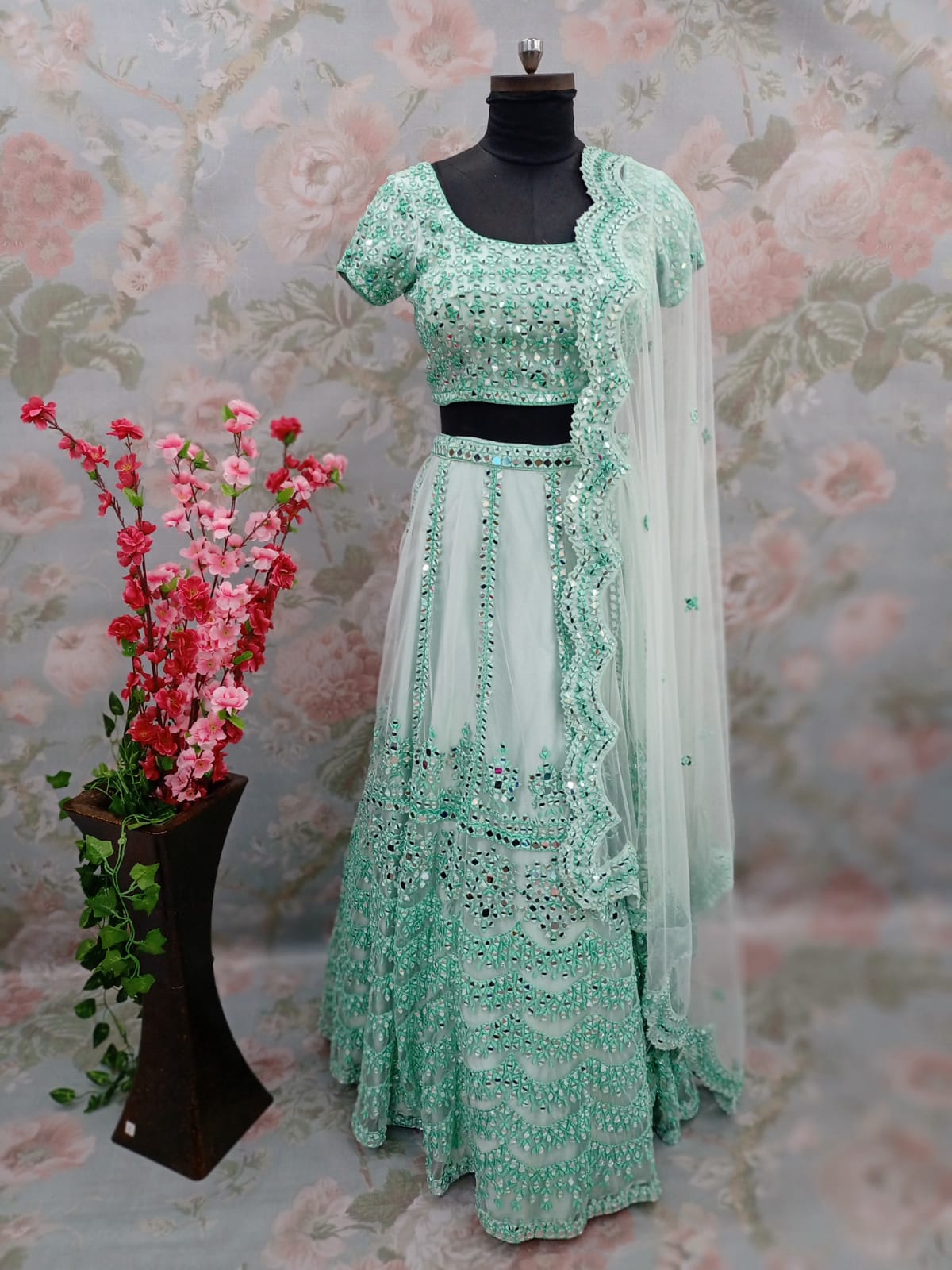 Pista Green Bridal Lehenga Choli - Premium Bridal lehenga from Dulhan Exclusives - Just $1650! Shop now at Dulhan Exclusives