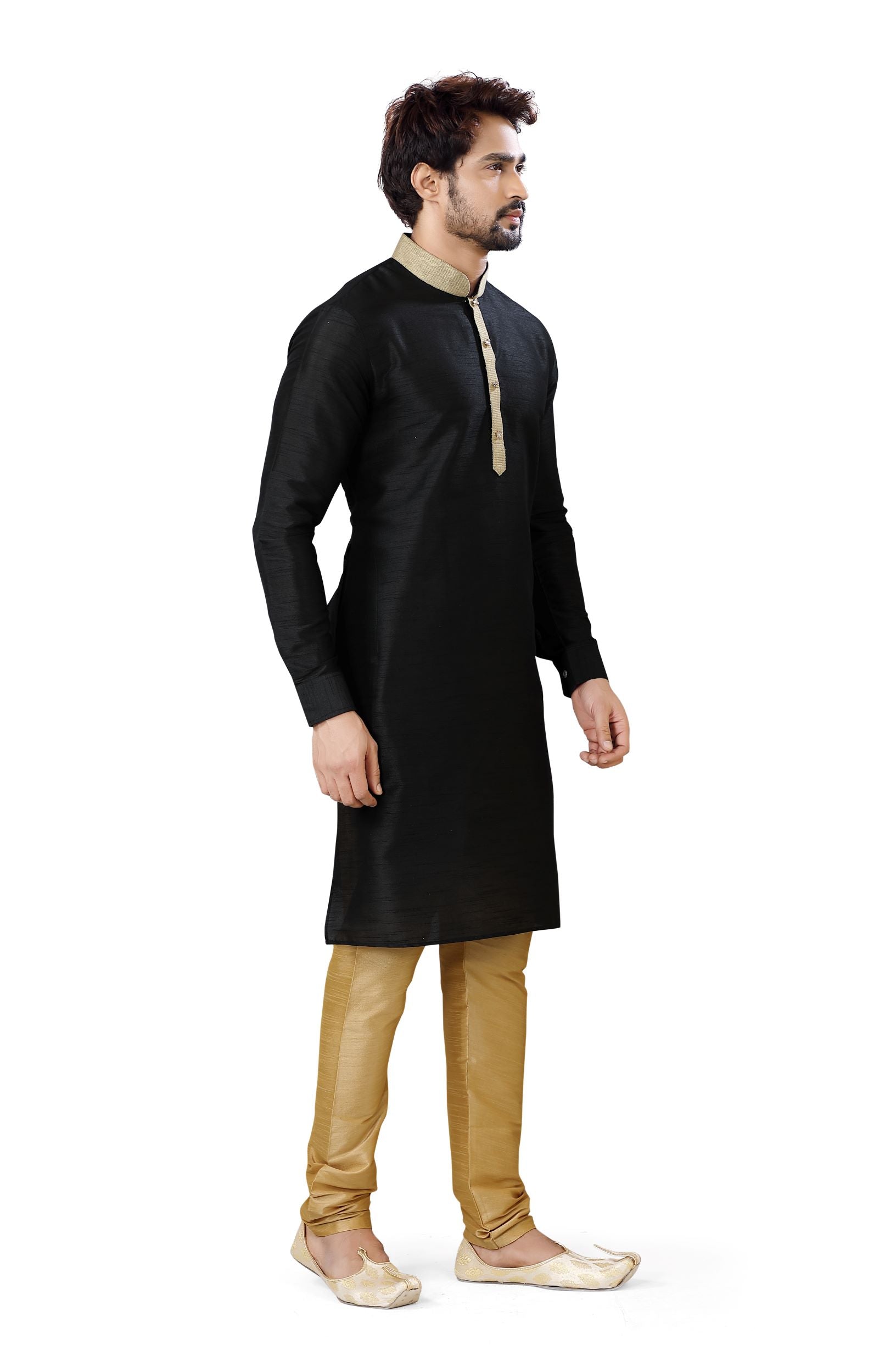 Clearance - Anchor embroidery Kurta Pajama in Black - Premium kurta pajama from Dapper Ethnic - Just $49! Shop now at Dulhan Exclusives