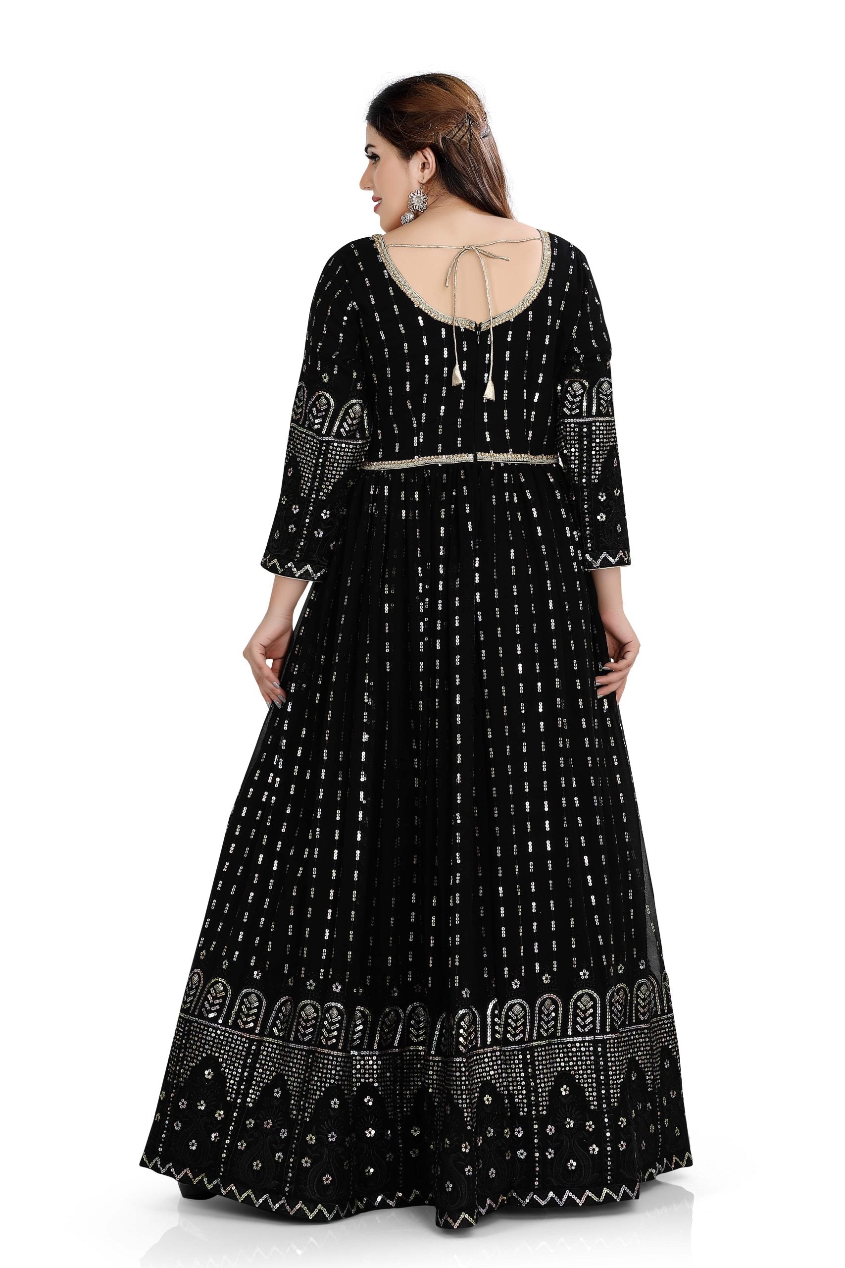 Black Anarkali In Georgett With Sequins Work - Premium Uncategorised from vendor-unknown - Just $149! Shop now at Dulhan Exclusives