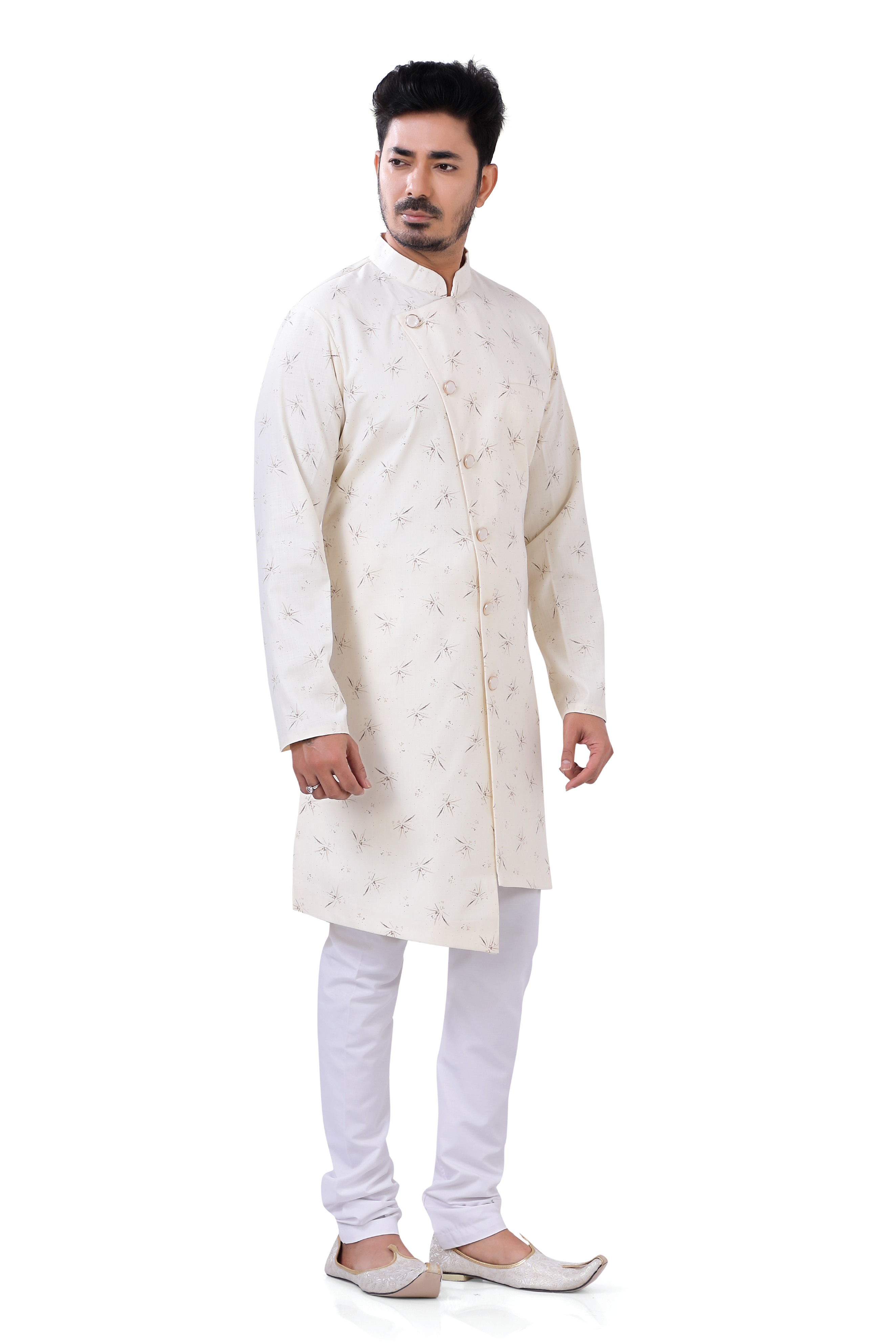Men's Cotton Printed Cream Color Indo Western - Premium 2 Pieces Indo western from Dapper Ethnic - Just $49! Shop now at Dulhan Exclusives
