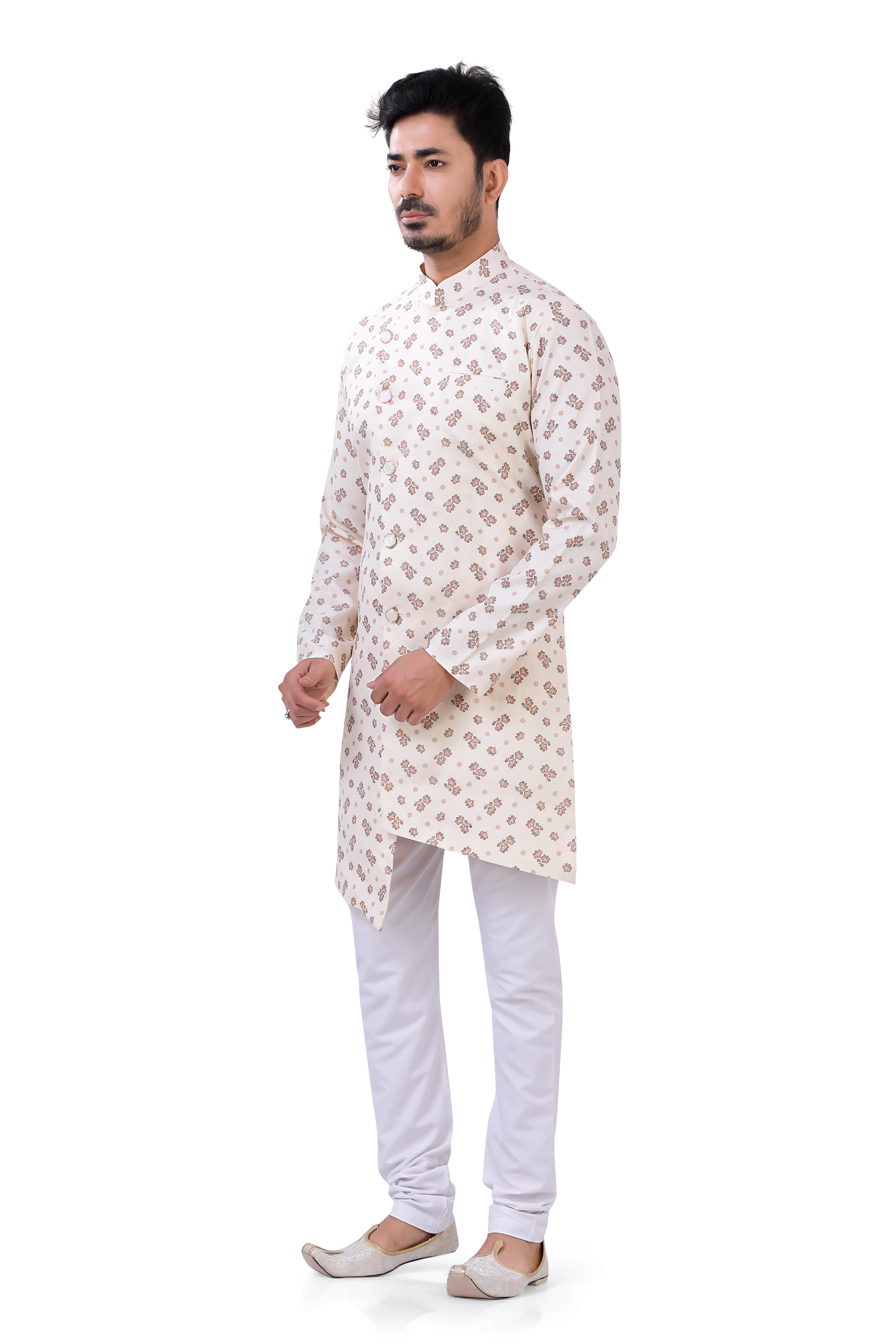 Men's Cotton Printed Cream Color Indo Western - Premium 2 Pieces Indo western from Dapper Ethnic - Just $49! Shop now at Dulhan Exclusives