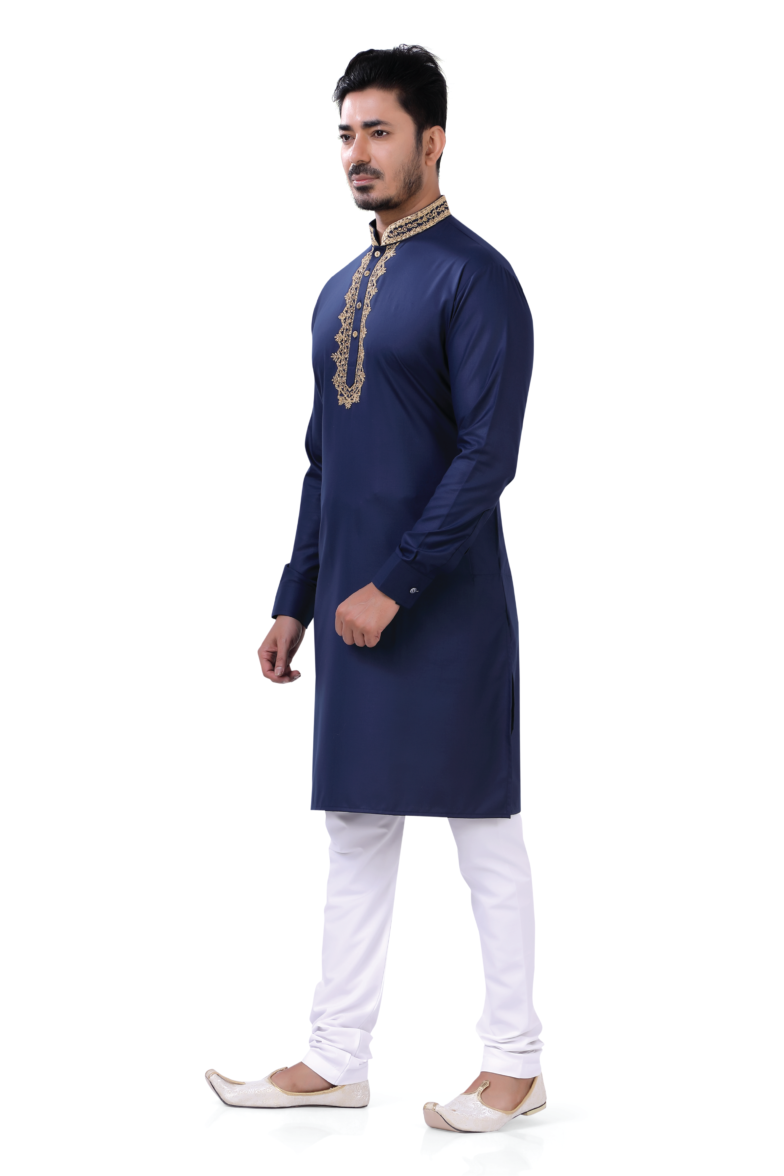 Embroidered Cotton Kurta Pajama in Navy blue - Premium kurta pajama from Dapper Ethnic - Just $79! Shop now at Dulhan Exclusives
