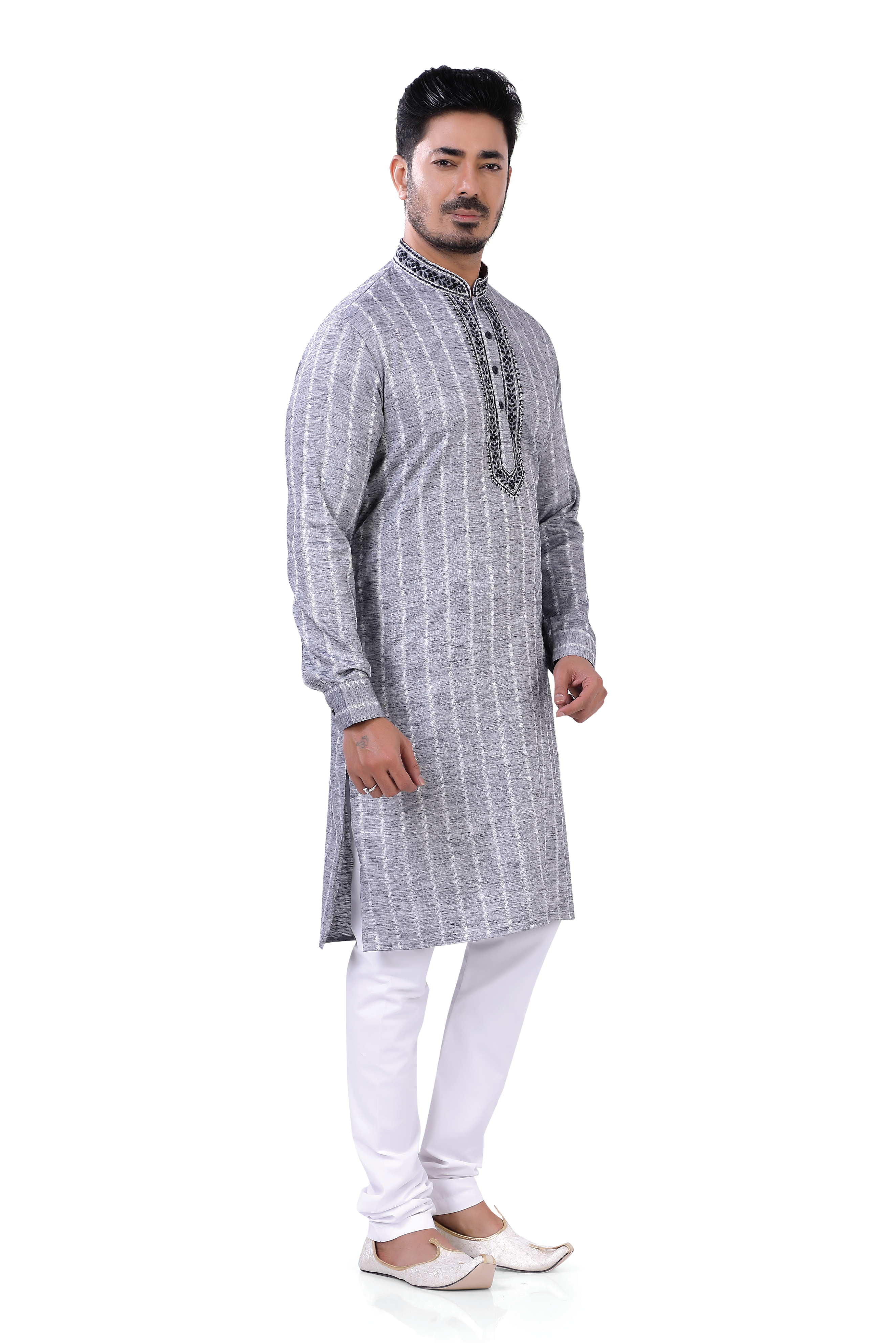 Grey Cotton Striped Kurta Pajama - Premium kurta pajama from Dapper Ethnic - Just $79! Shop now at Dulhan Exclusives