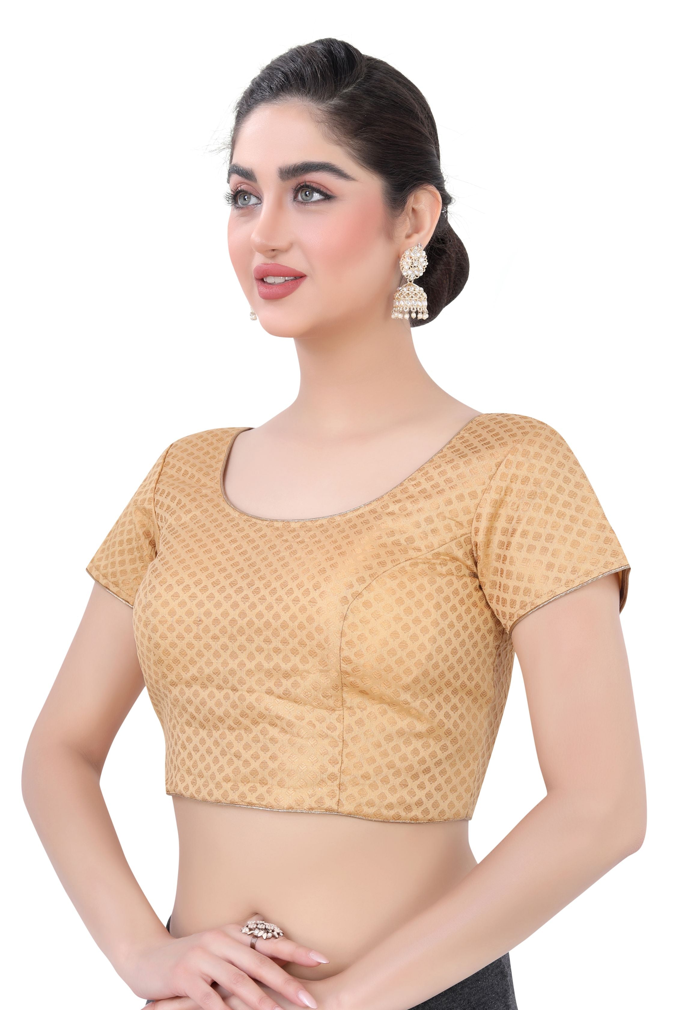 Women's Gold Brocade Blouse - Premium Saree Blouse from Dulhan Exclusives - Just $35! Shop now at Dulhan Exclusives