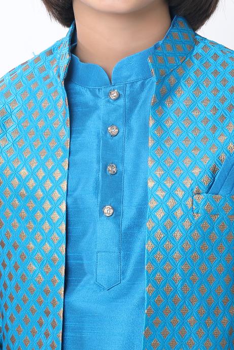 Boys 3 Pc Open Jacket Set in Blue