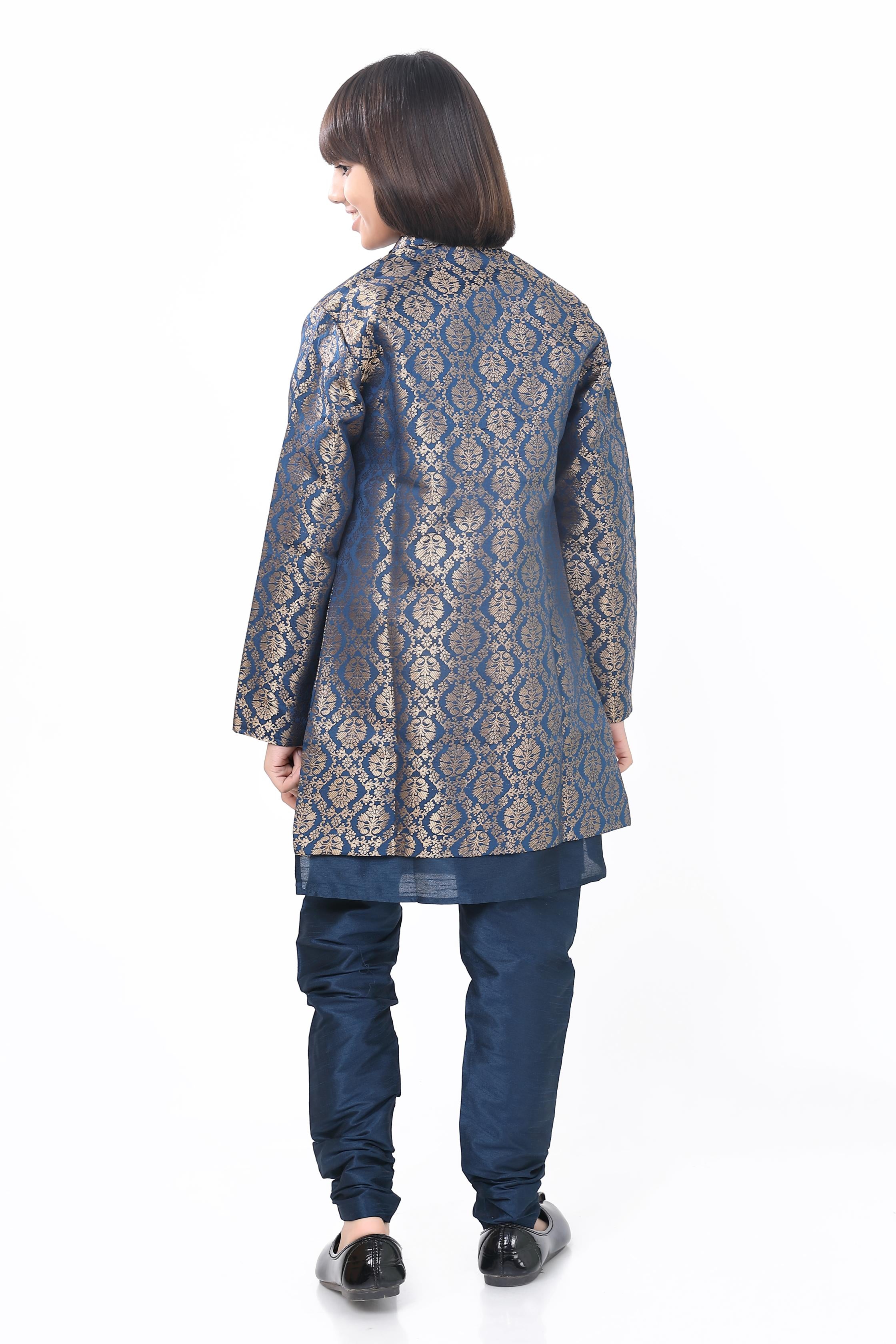 Boys 3 Pc Open Jacket Set in Navy Blue