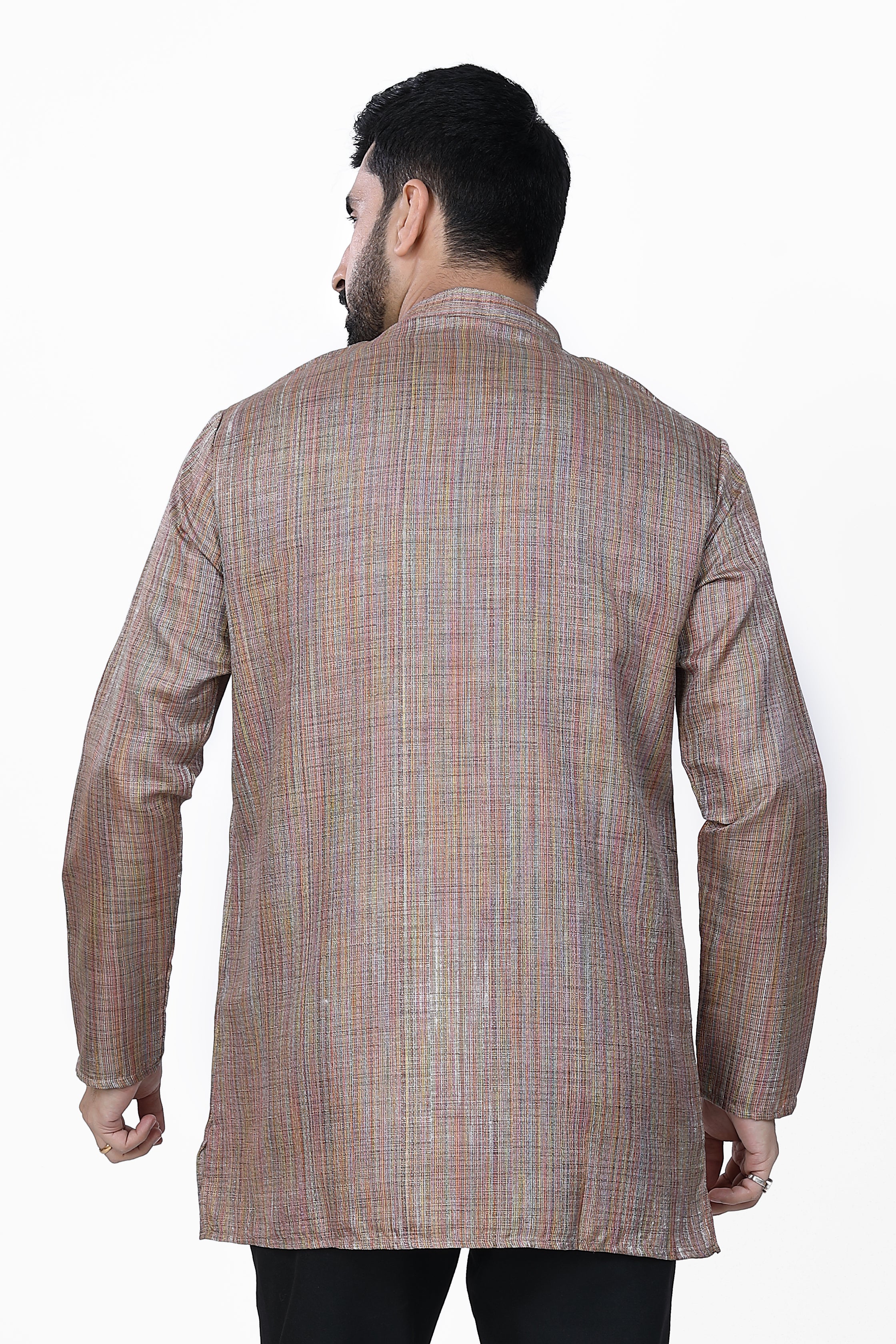 Men's Khadi Handwoven Short Kurta Brown - Premium short Kurta from Dapper Ethnic - Just $39! Shop now at Dulhan Exclusives