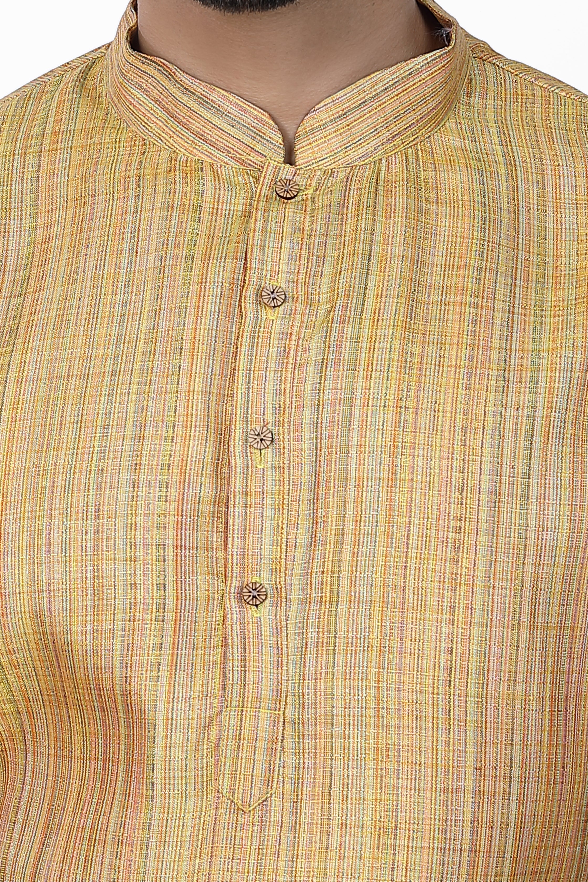 Men's Khadi Handwoven Short Kurta Dark Yellow - Premium short Kurta from Dapper Ethnic - Just $39! Shop now at Dulhan Exclusives