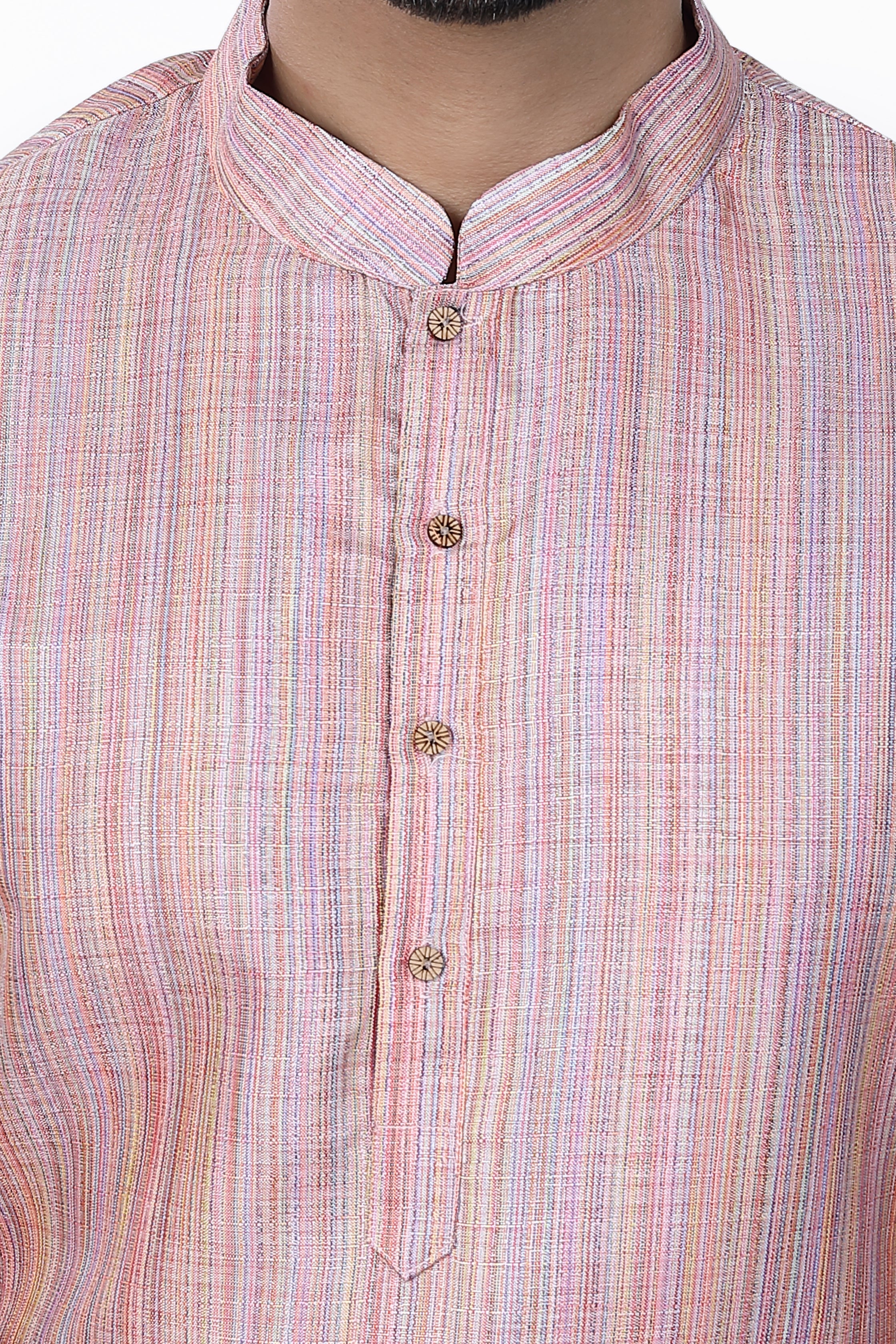 Men's Khadi Handwoven Short Kurta Pink - Premium short Kurta from Dapper Ethnic - Just $39! Shop now at Dulhan Exclusives