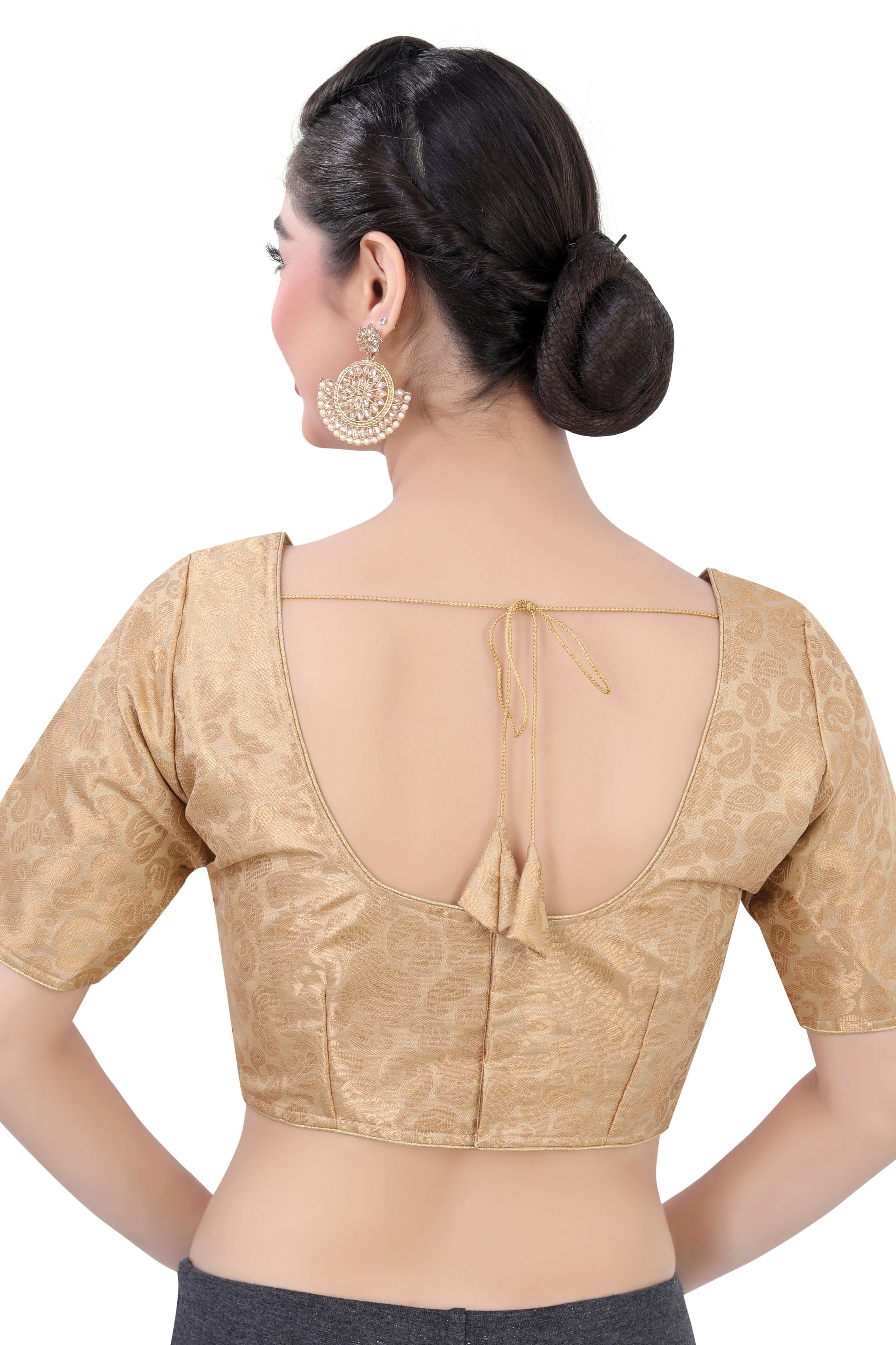 Women's Gold Brocade Blouse