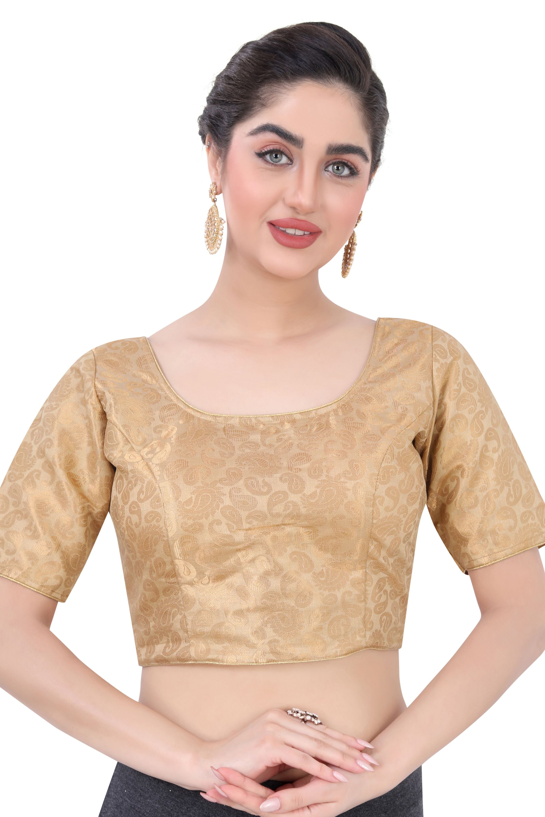 Women's Gold Brocade Blouse