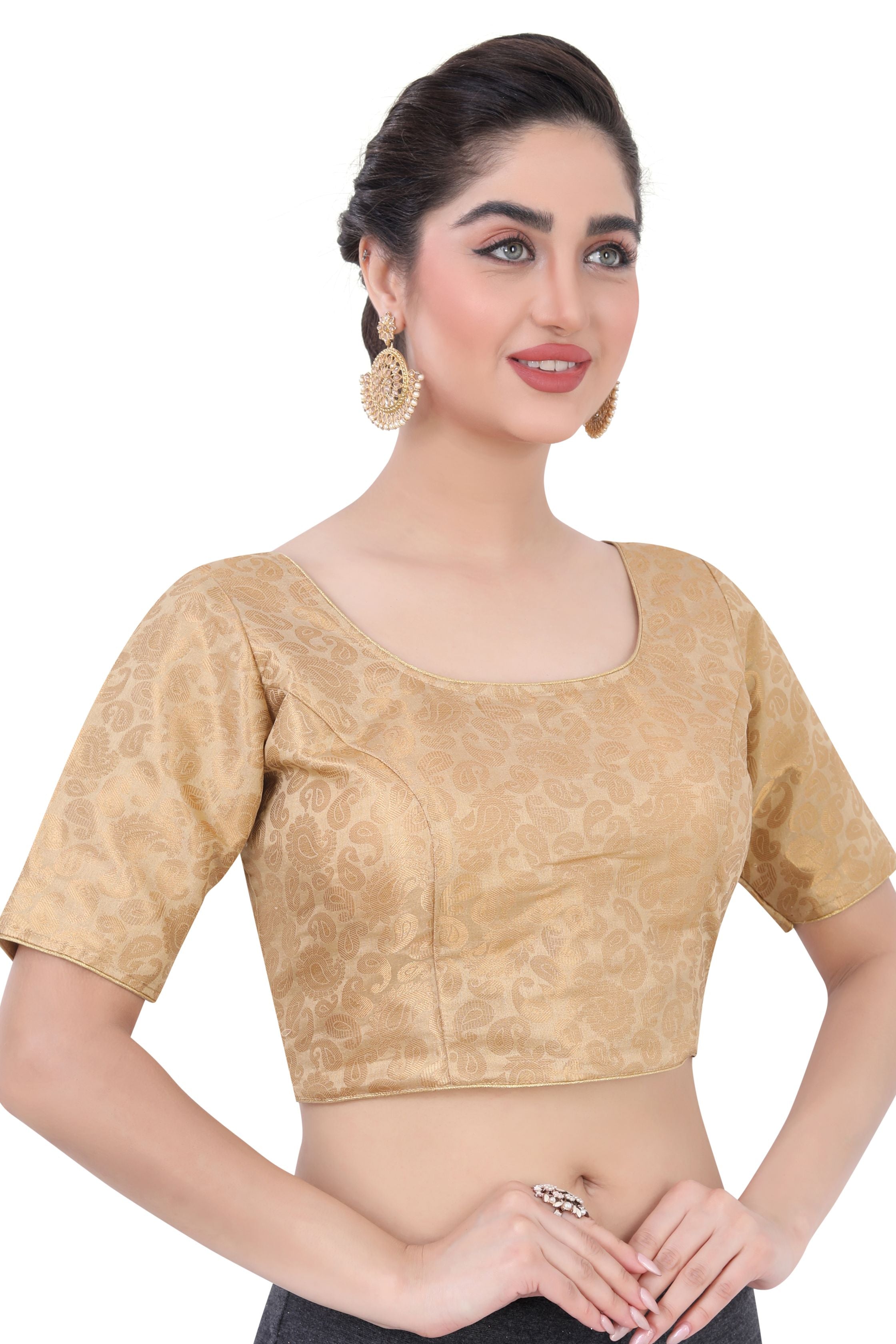 Women's Gold Brocade Blouse