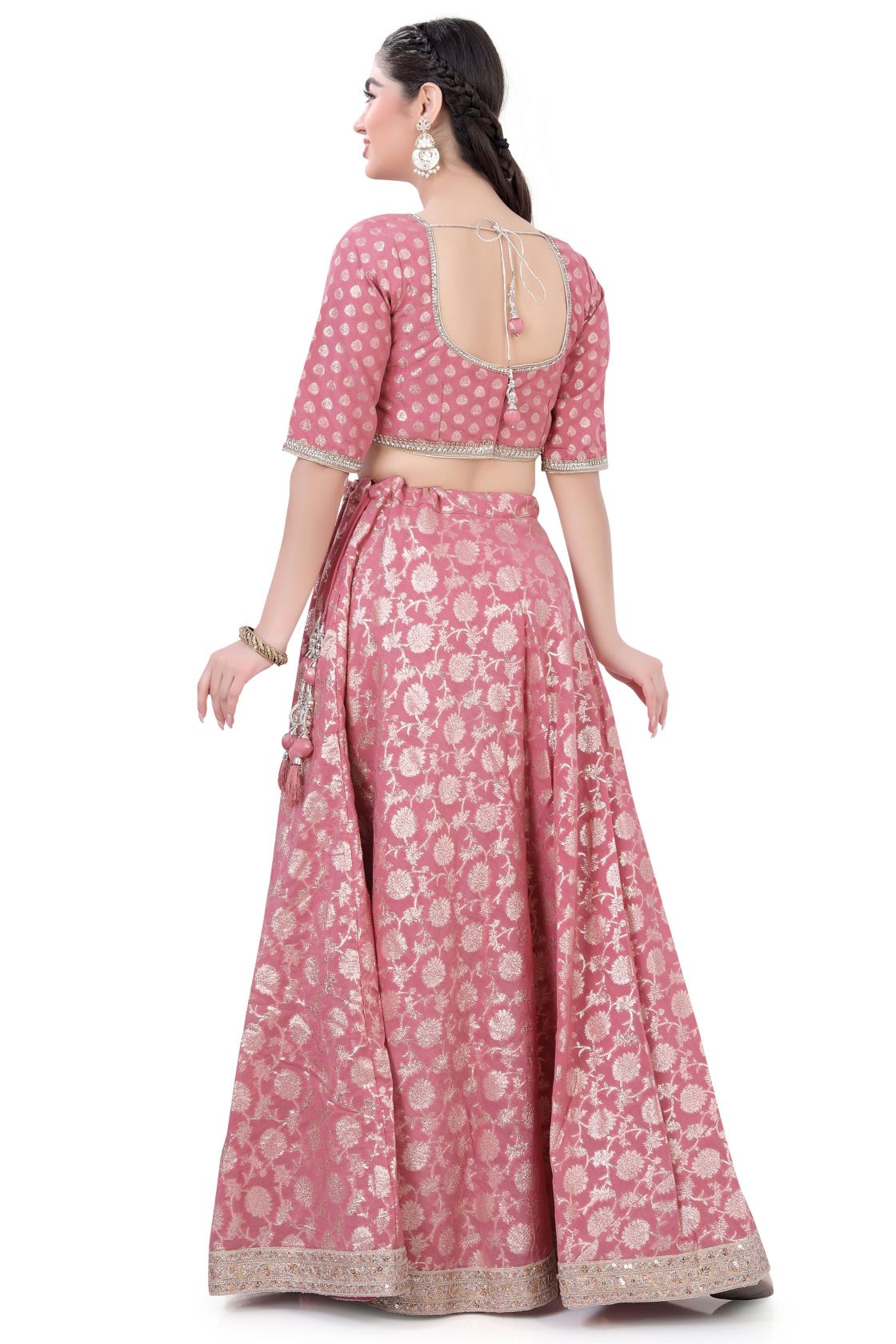 Pink Brocade Lehenga Choli