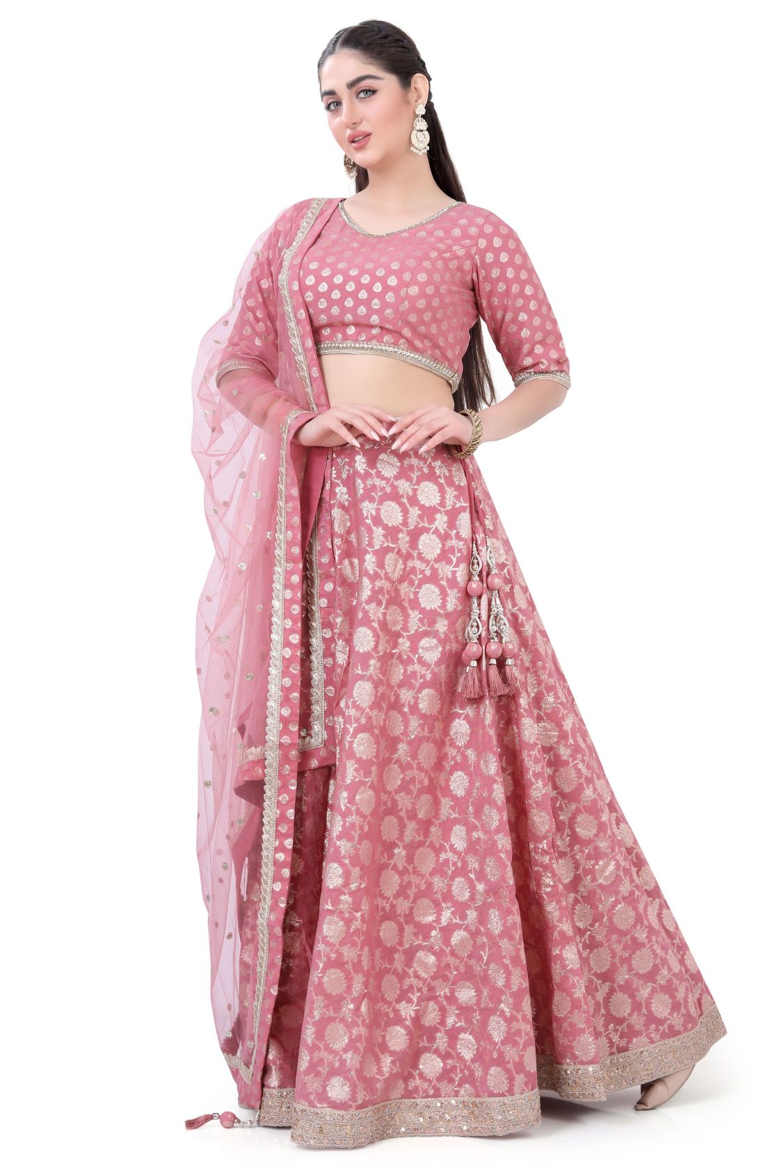 Pink Brocade Lehenga Choli