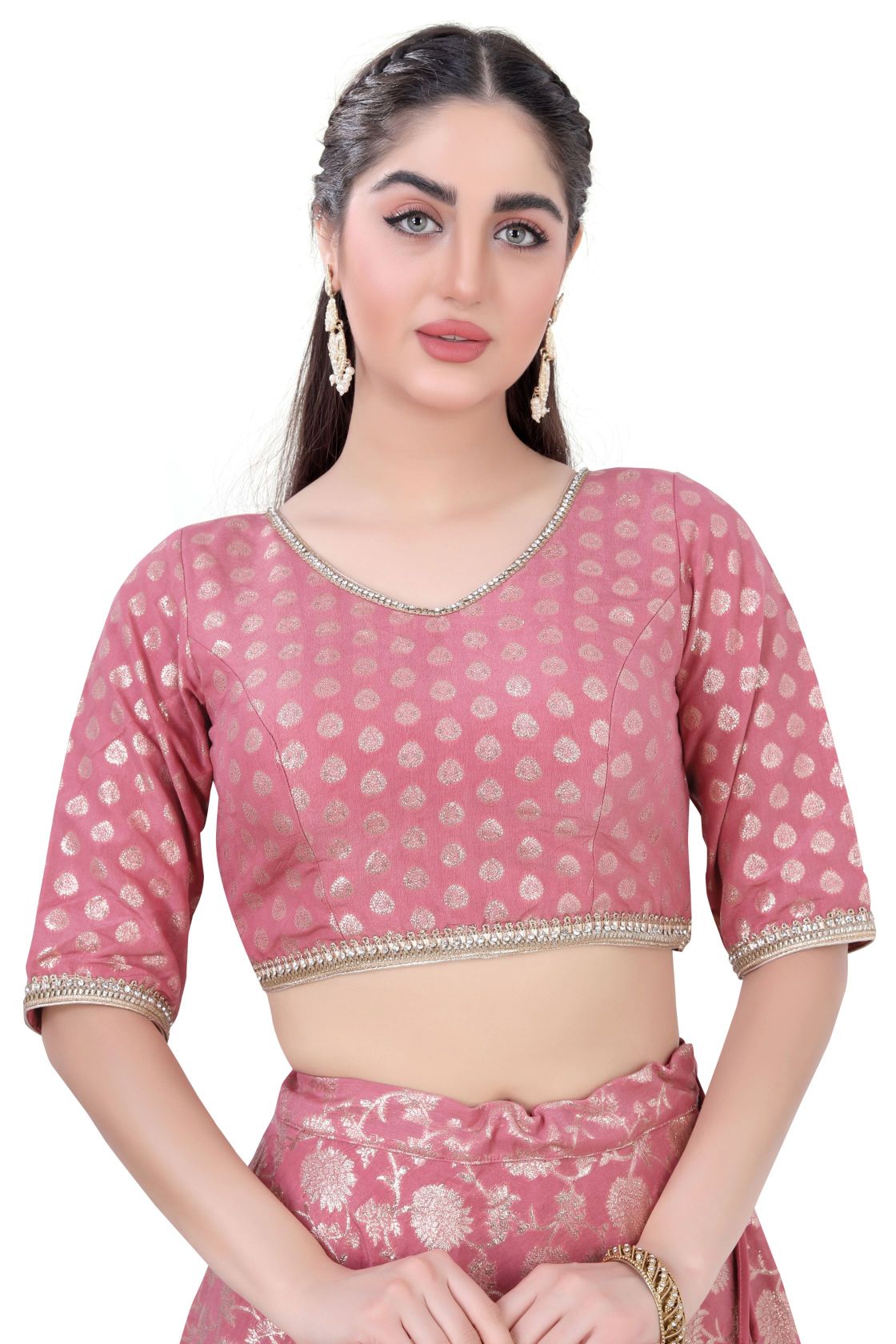 Pink Brocade Lehenga Choli