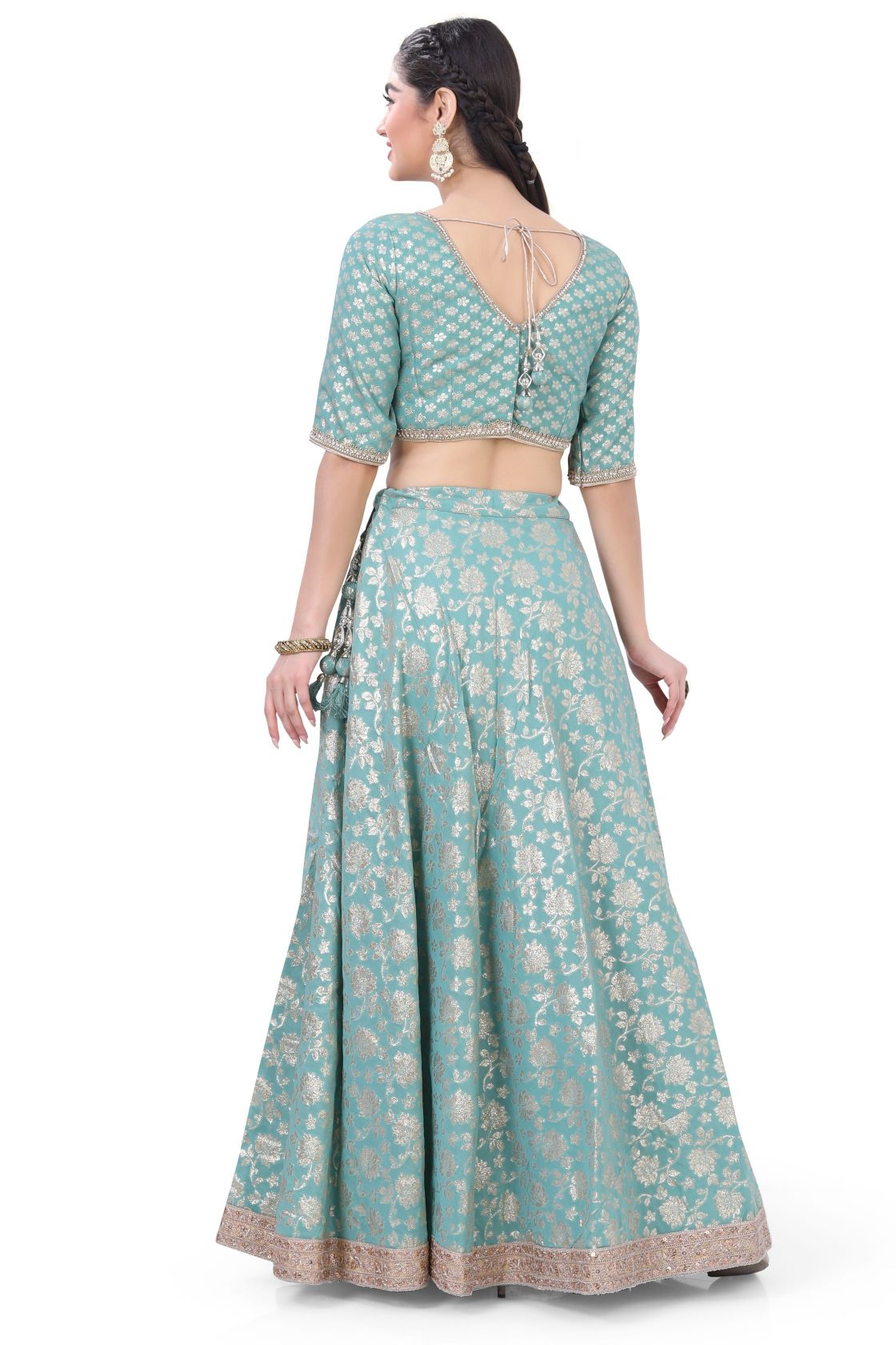 Rama Green Brocade Lehenga Choli