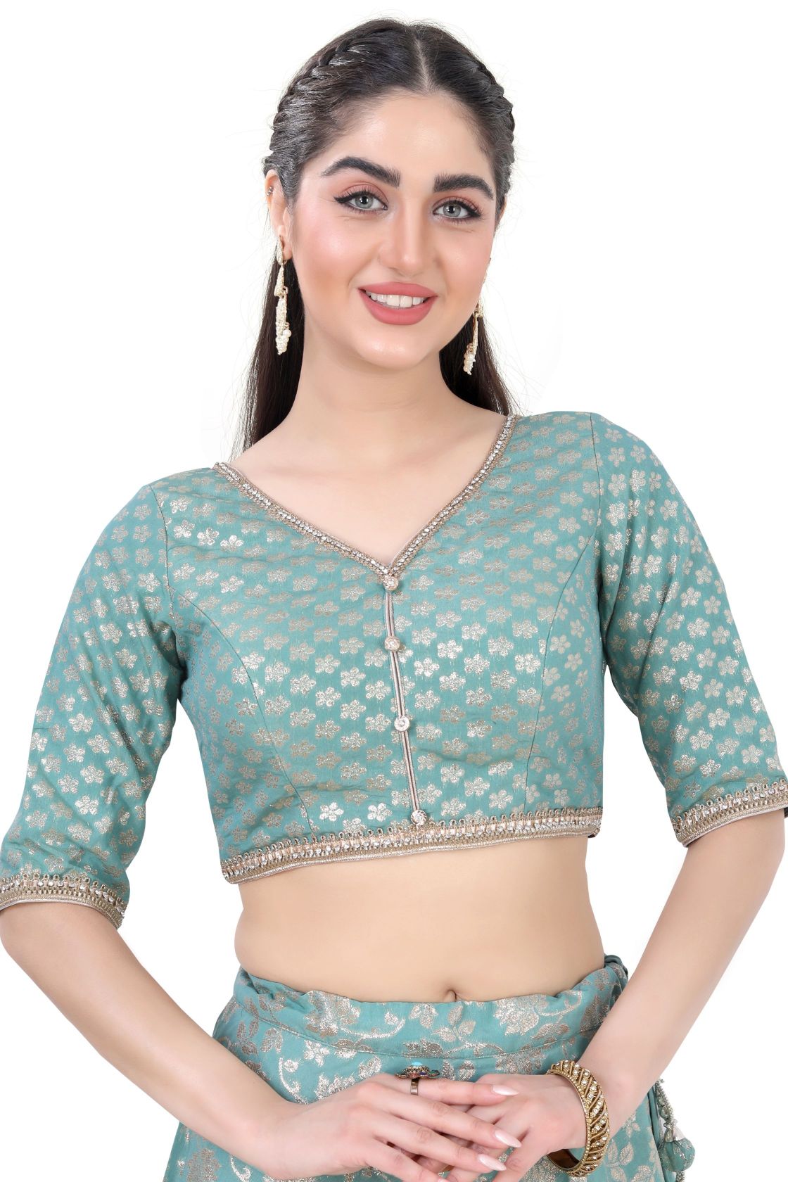 Rama Green Brocade Lehenga Choli