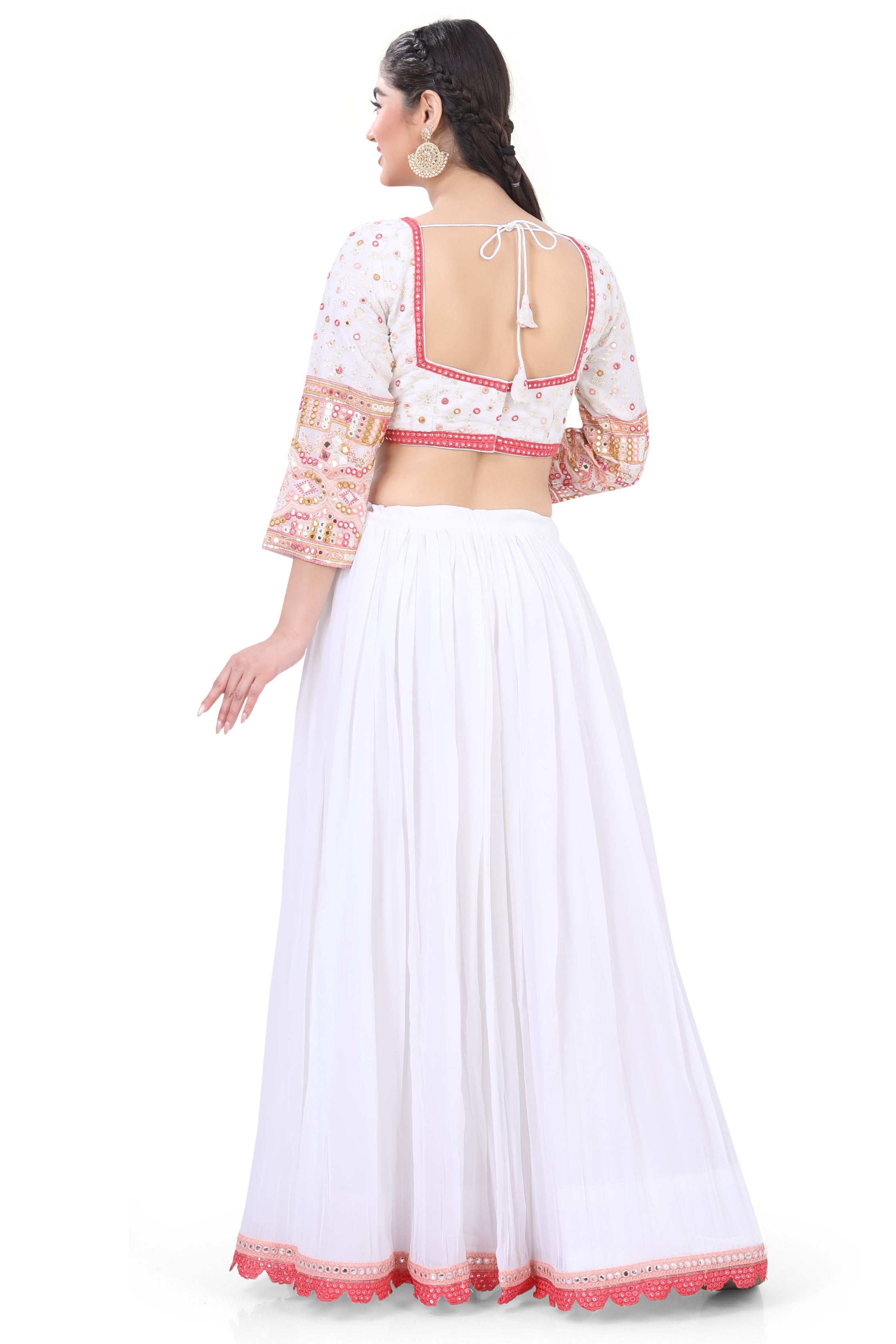 Cream Embroidered Lehenga Choli