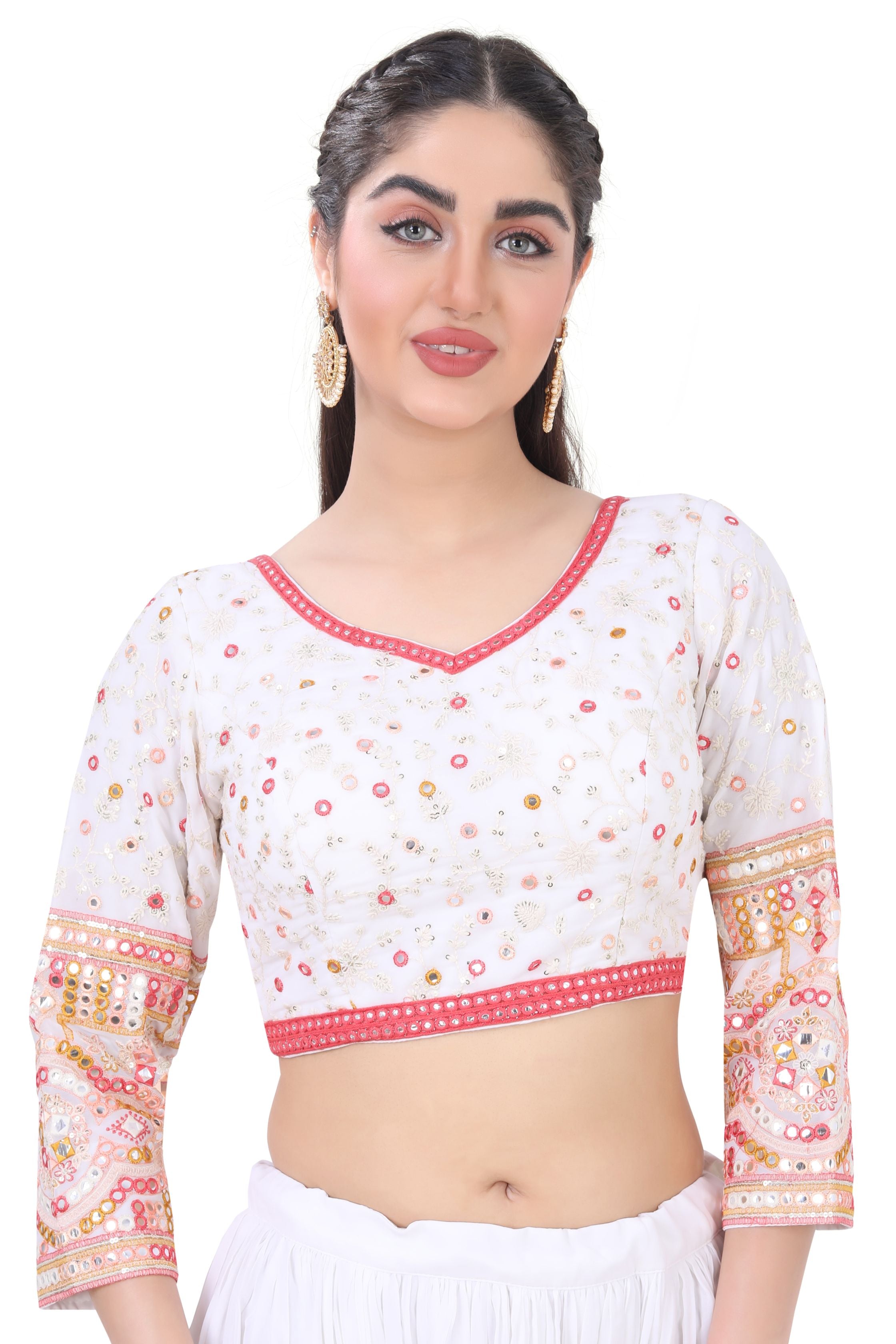 Cream Embroidered Lehenga Choli