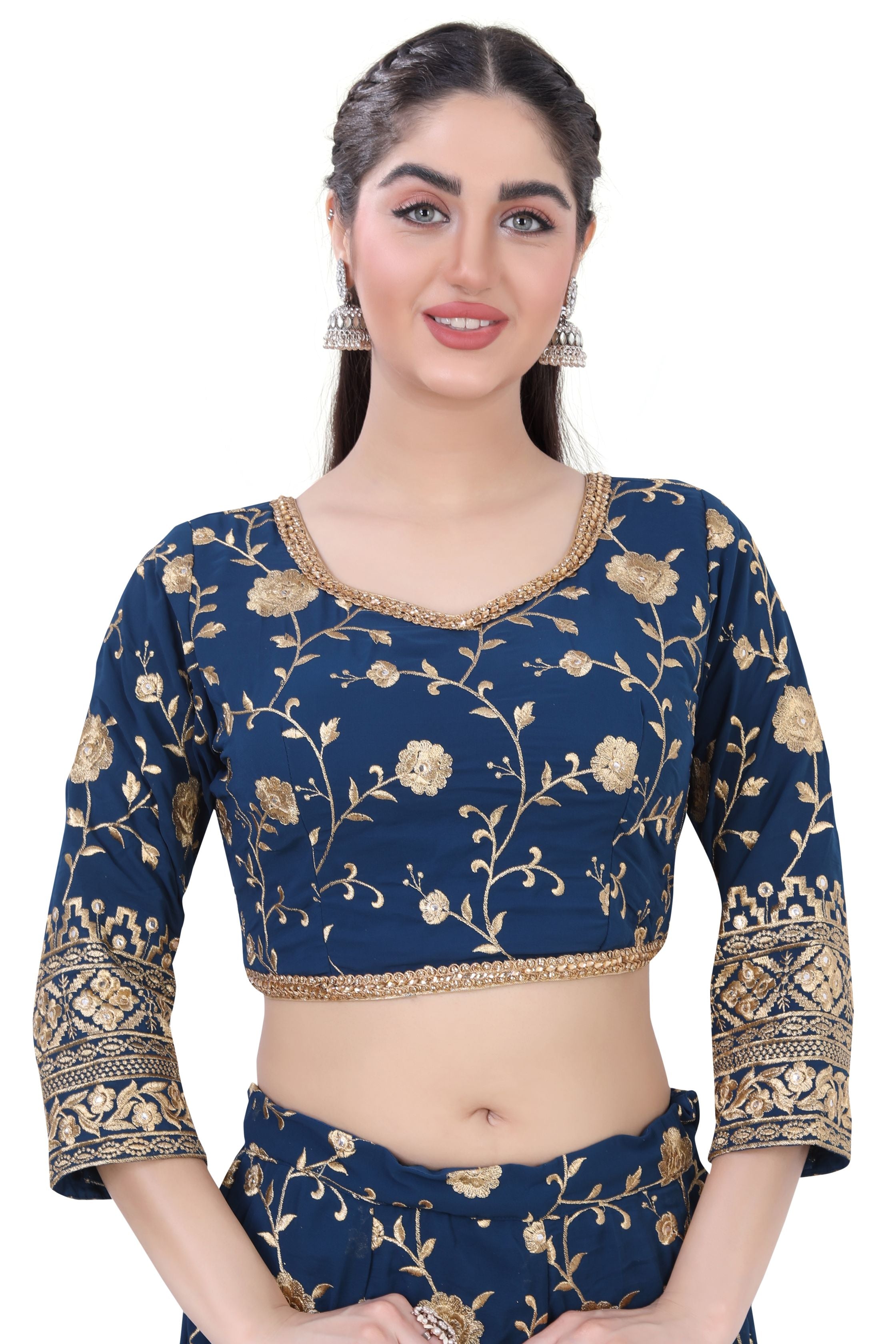 Peacock Blue Georgette Lehenga Choli