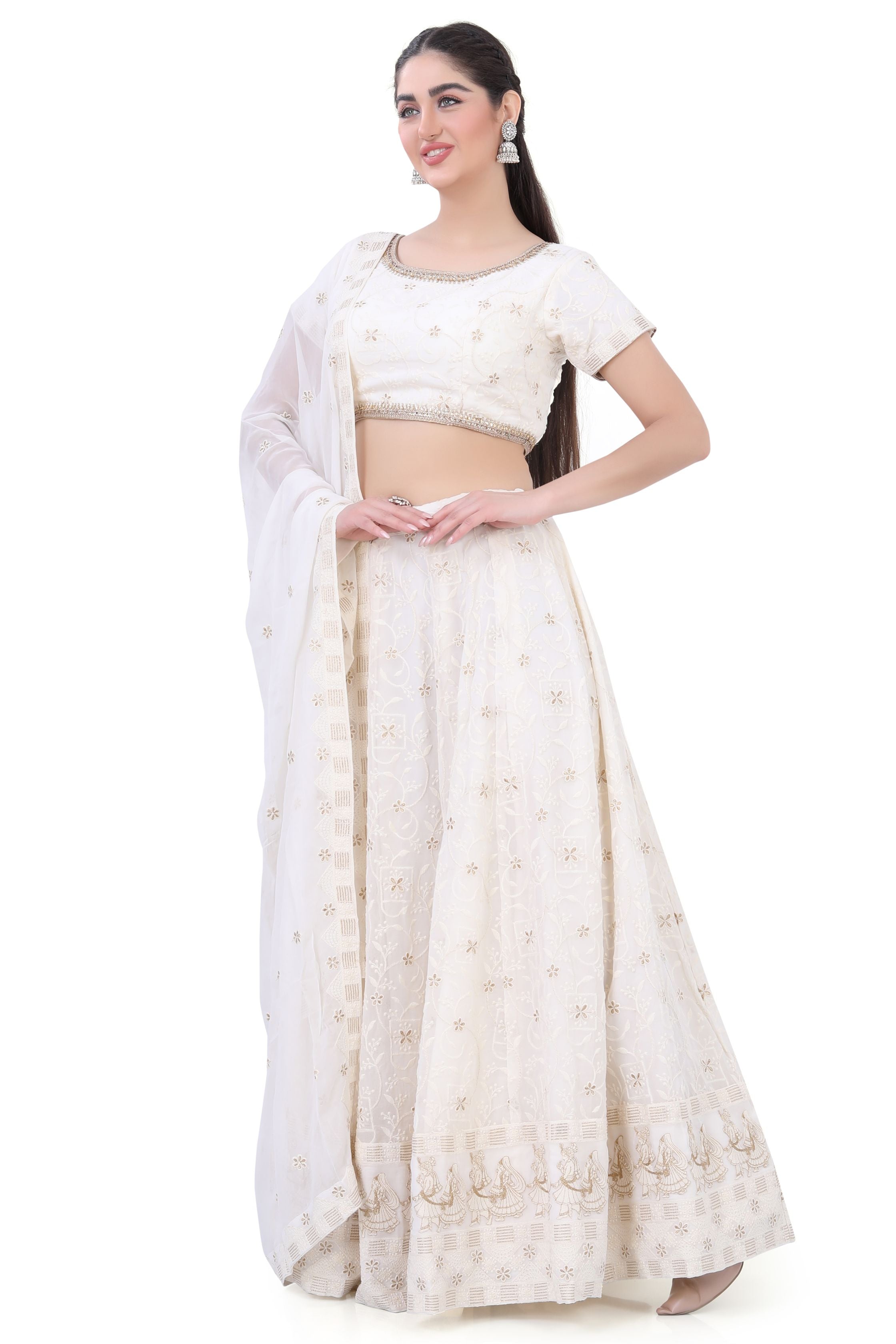 Off-White Georgette Lehenga Choli