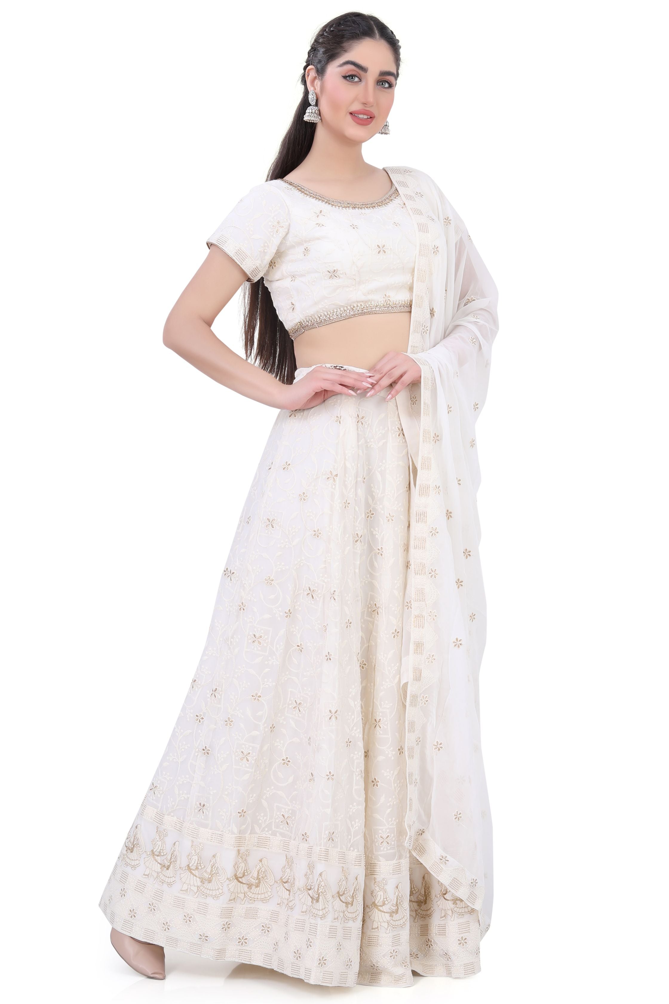 Off-White Georgette Lehenga Choli