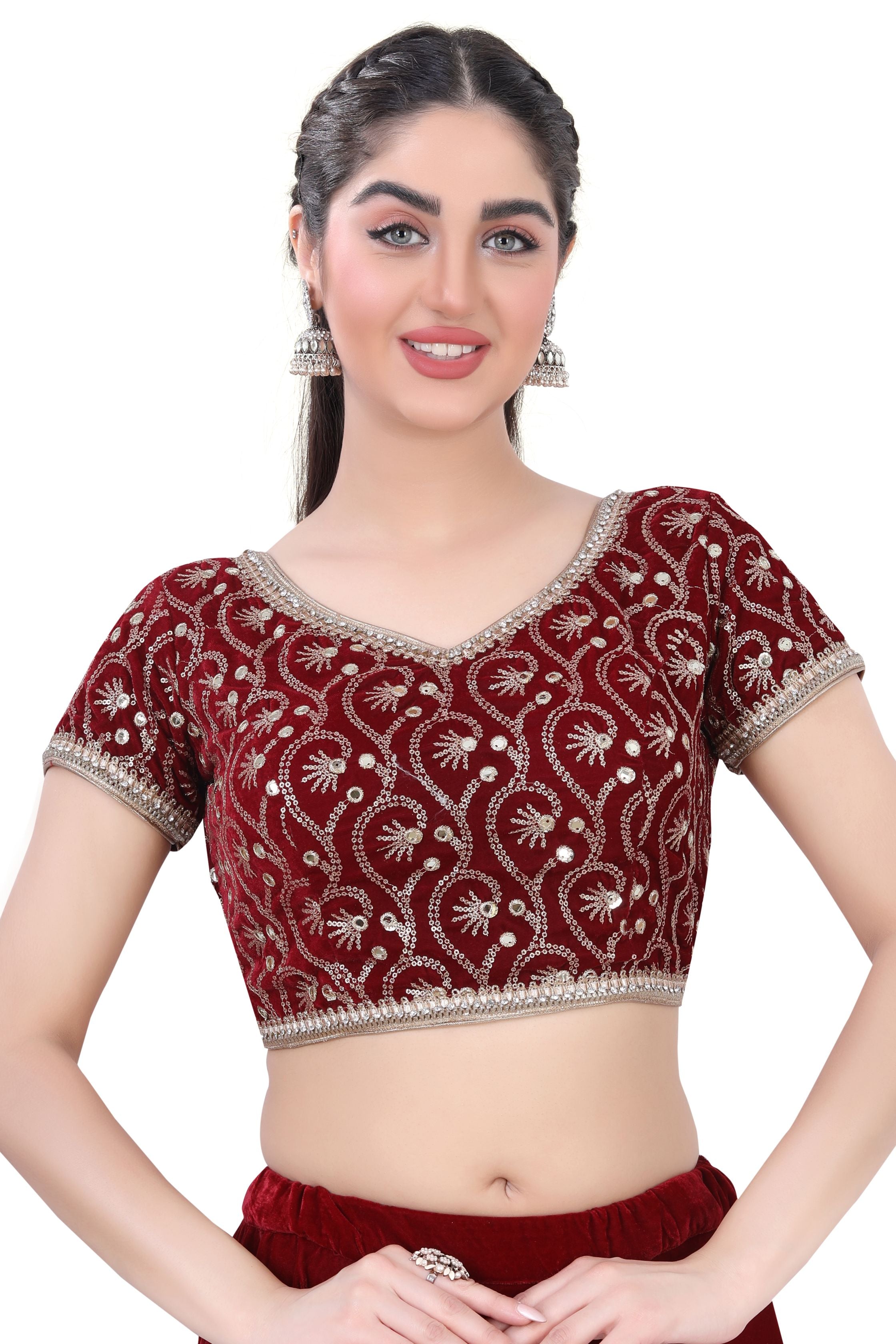 Maroon Velvet  Lehenga Choli-1