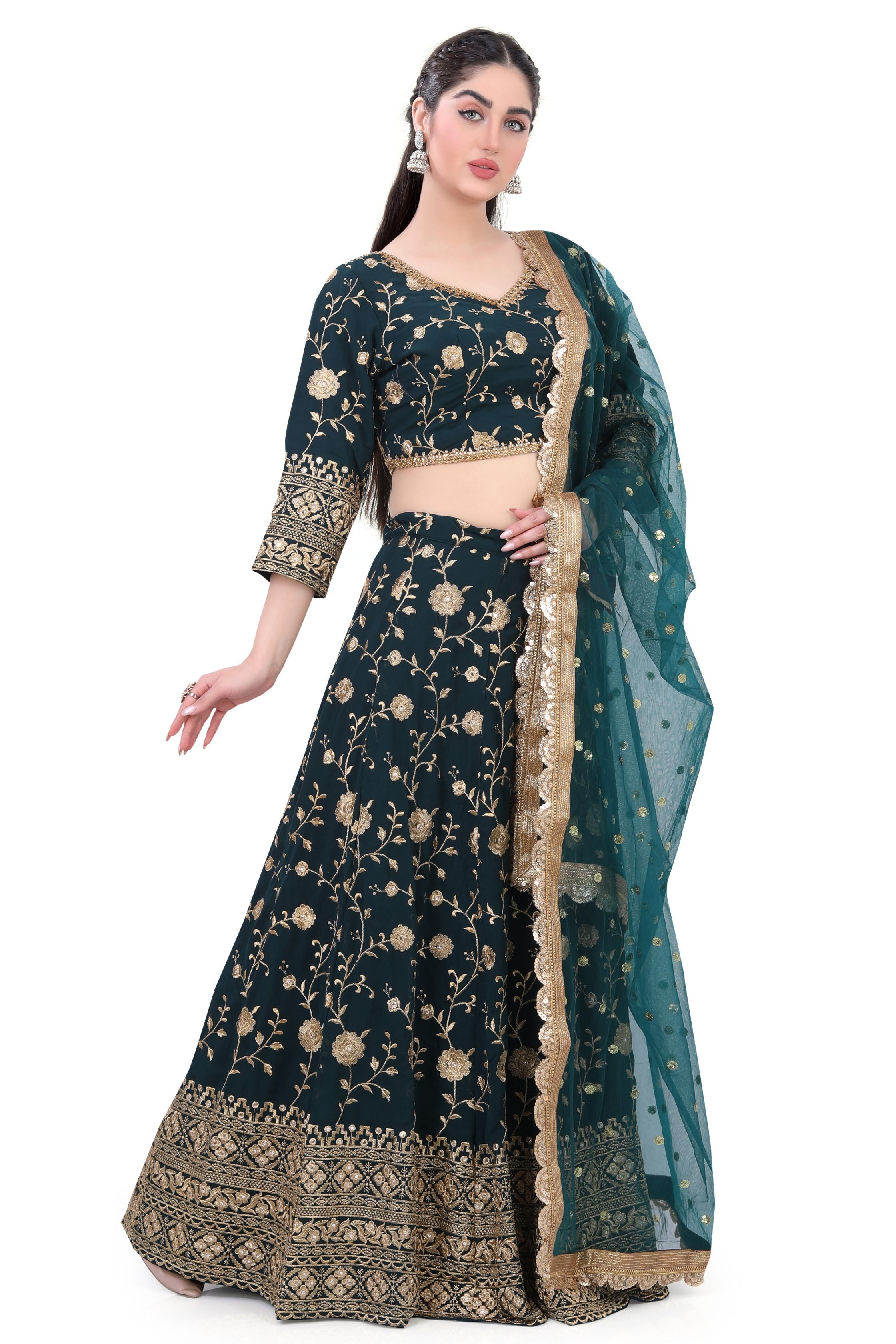 Green Georgette Lehenga Choli