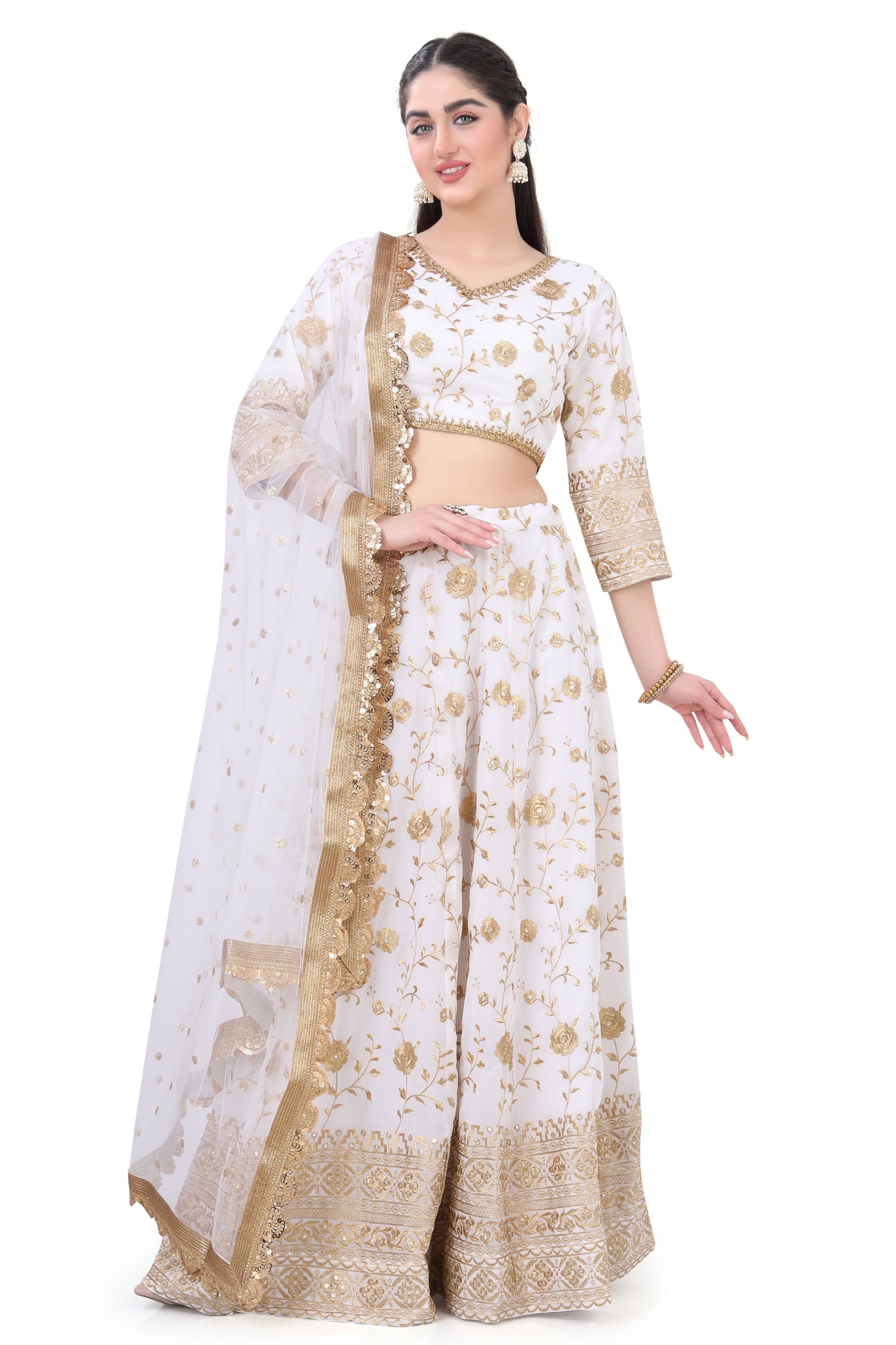 White Georgette Lehenga Choli