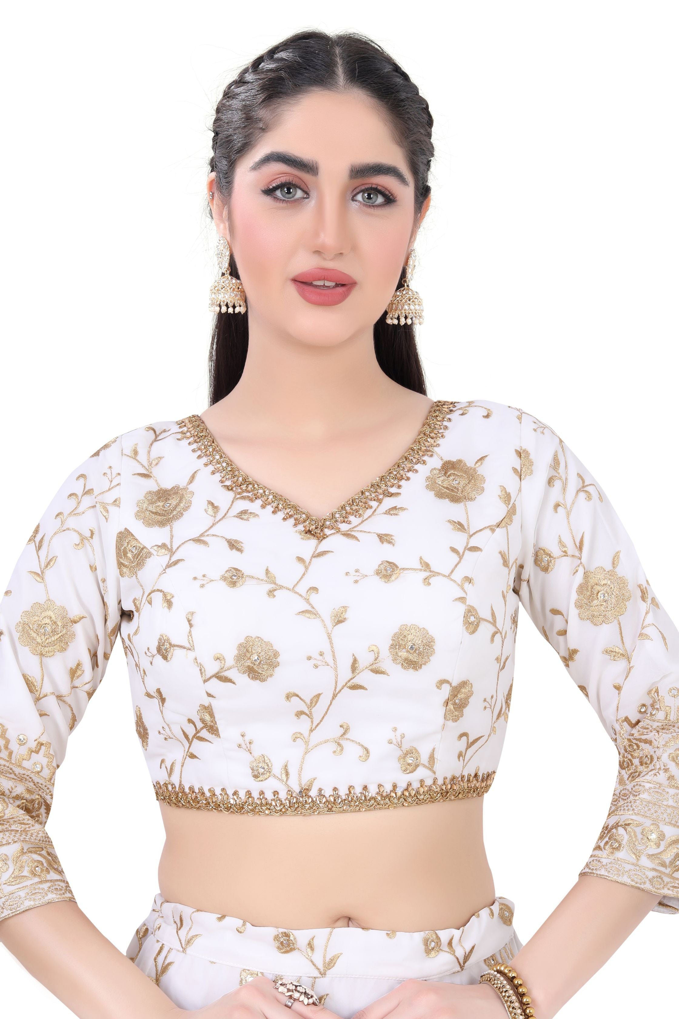 White Georgette Lehenga Choli - Premium Partywear Lehenga from Dulhan Exclusives - Just $435! Shop now at Dulhan Exclusives