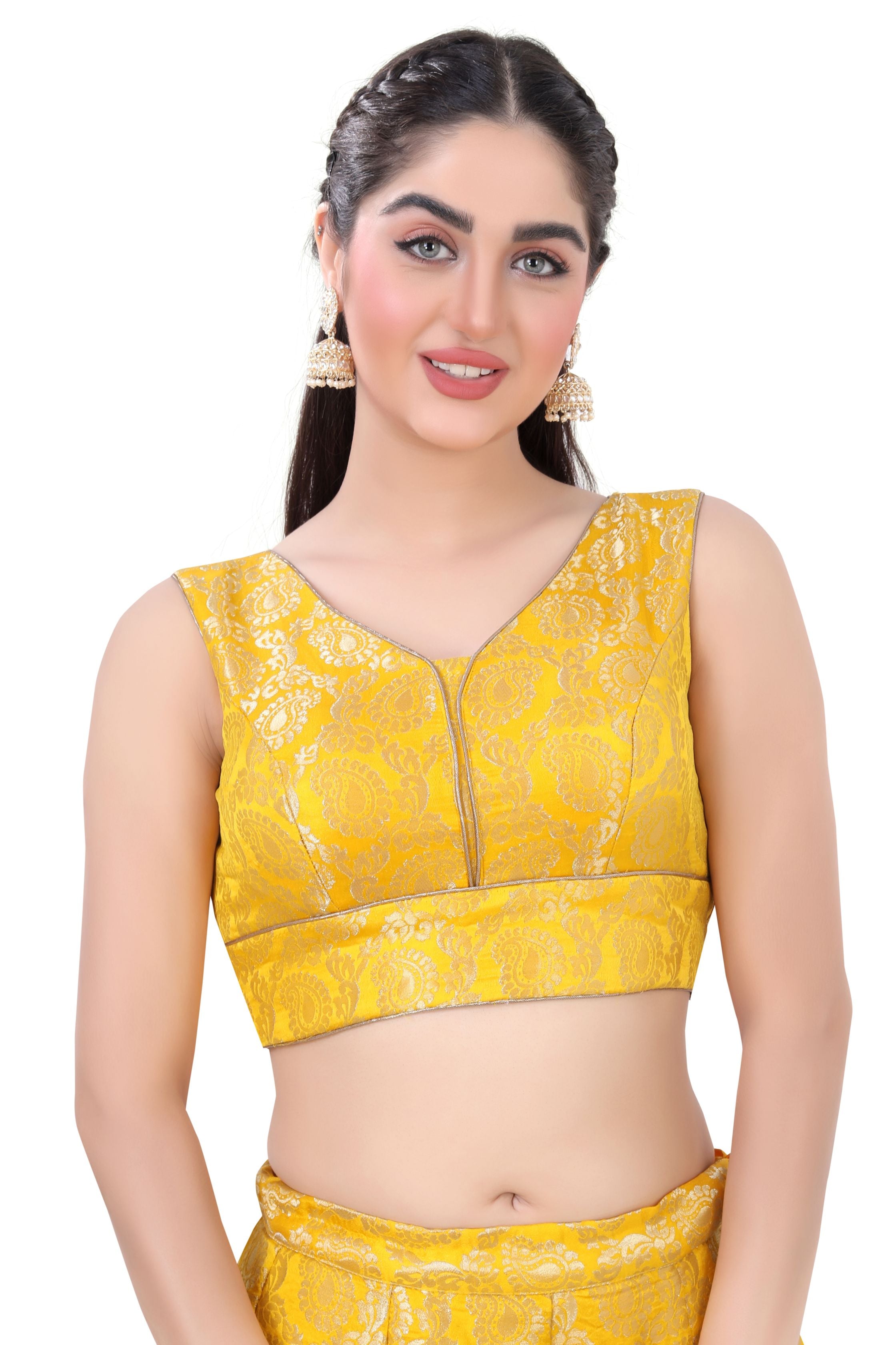 Yellow Brocade Lehenga Choli