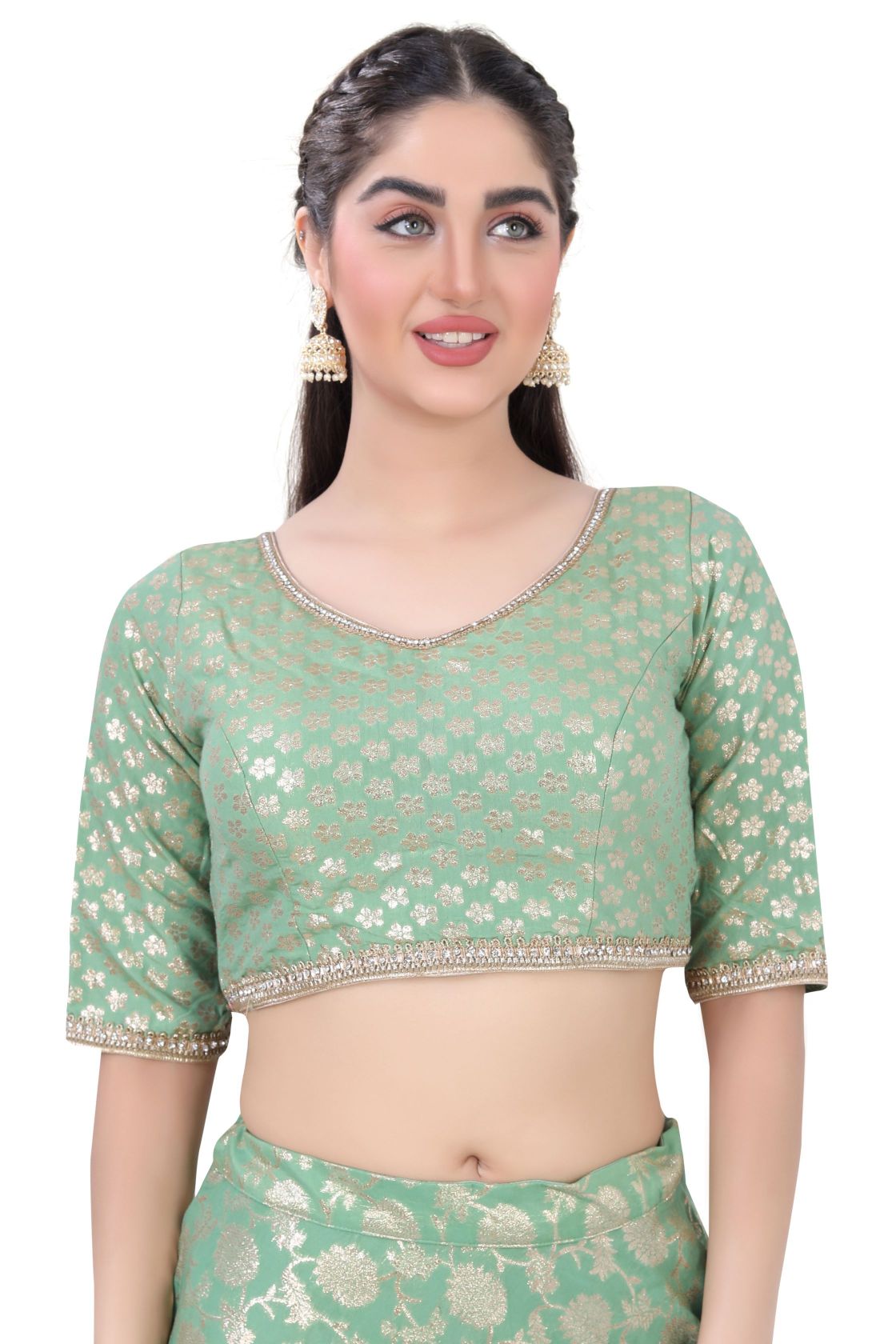 Mint Green Brocade Lehenga Choli