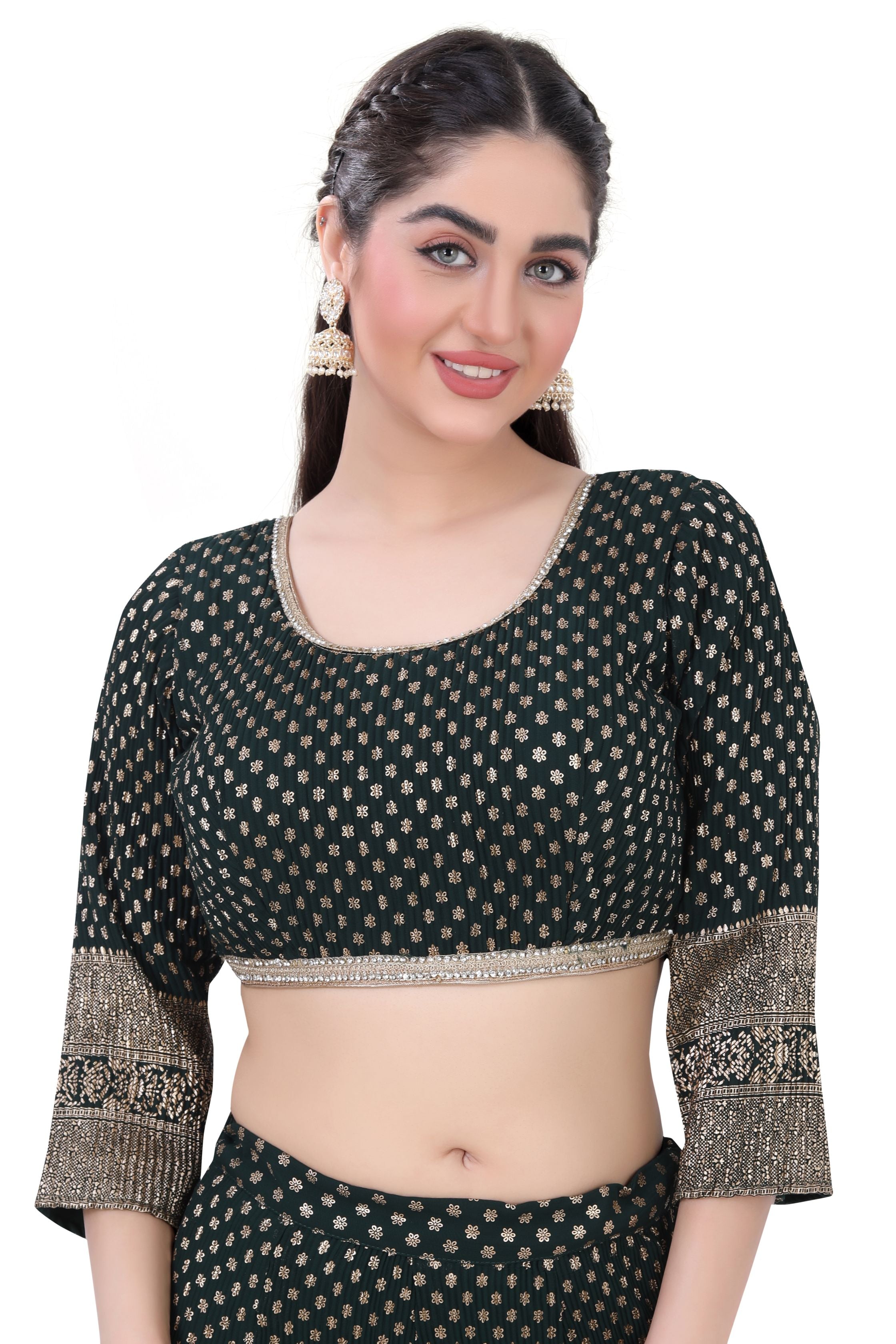 Green Georgette Foil Lehenga choli