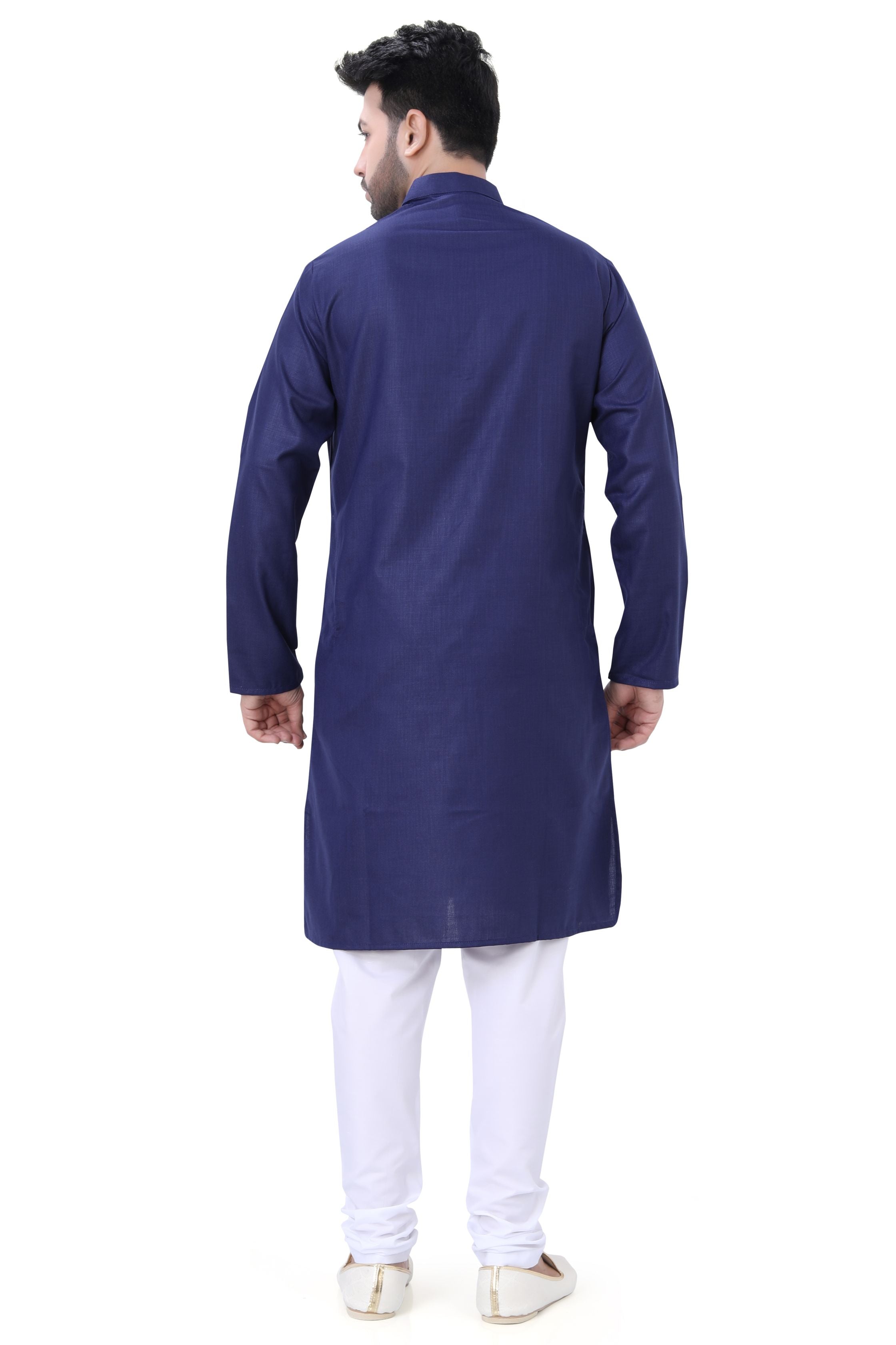 Plain Cotton Kurta in Navy Blue color - Premium kurta pajama from Dapper Ethnic - Just $29! Shop now at Dulhan Exclusives