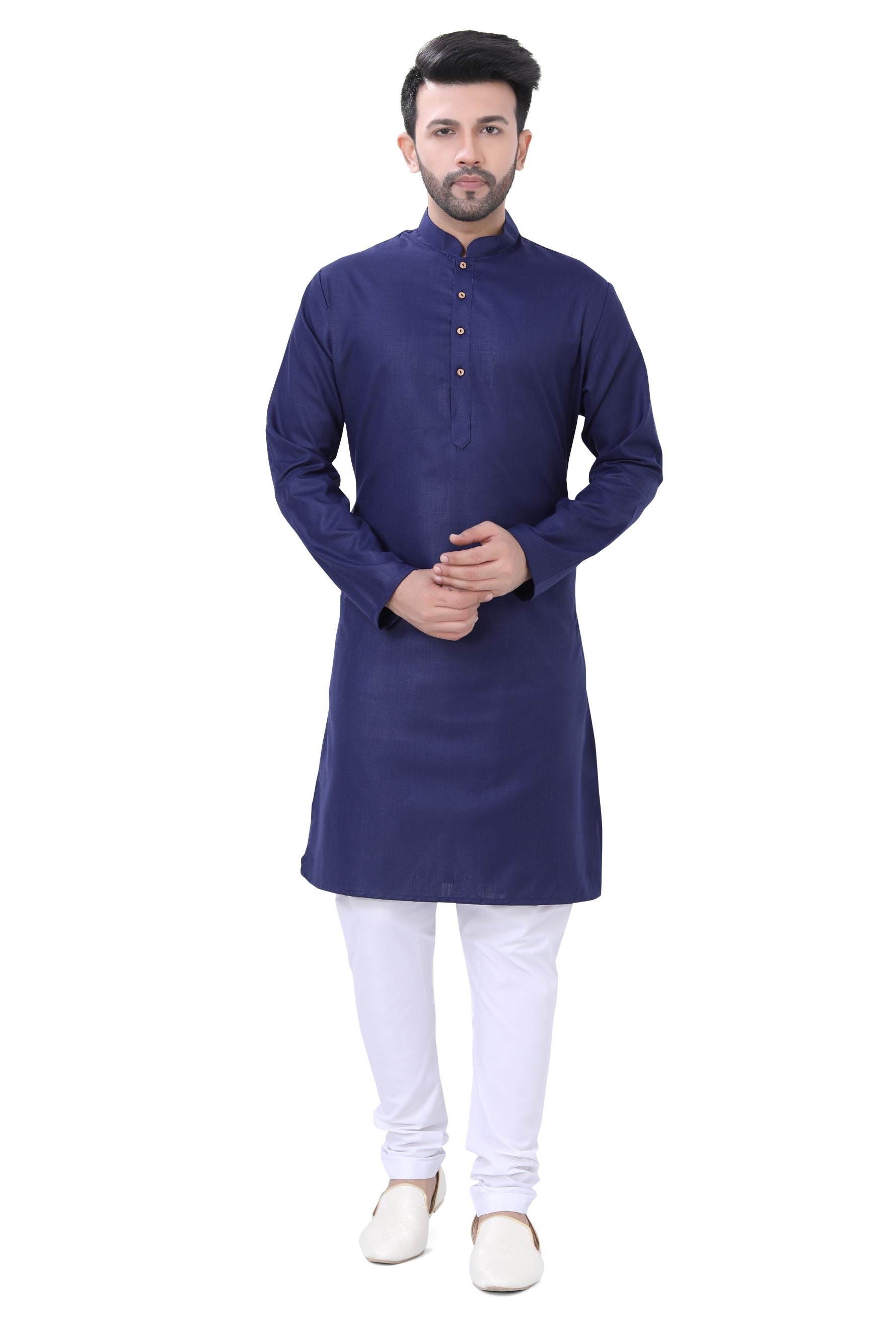 Plain Cotton Kurta in Navy Blue color - Premium kurta pajama from Dapper Ethnic - Just $29! Shop now at Dulhan Exclusives