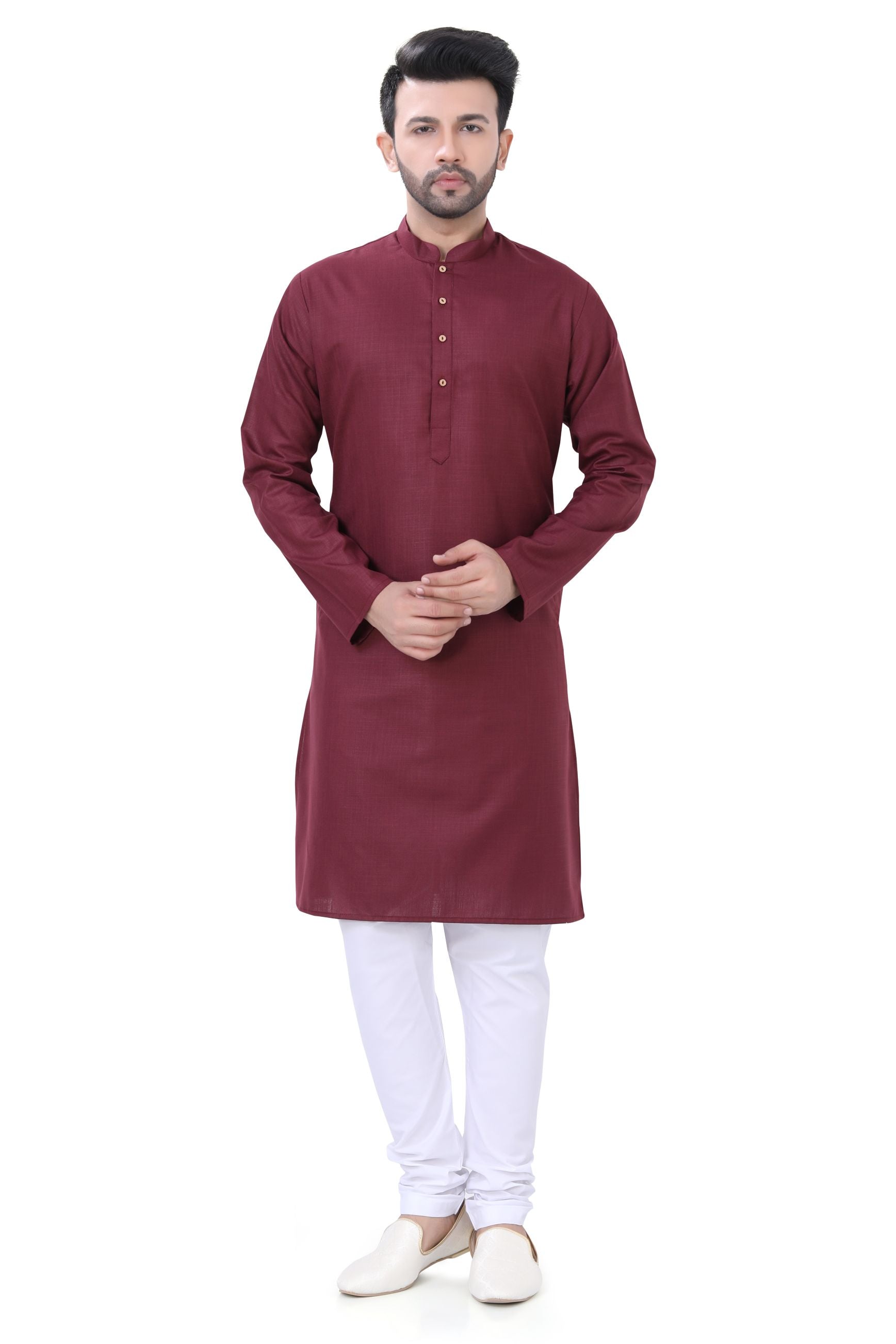 Cotton Kurta in Maroon - Premium kurta pajama from Dapper Ethnic - Just $29! Shop now at Dulhan Exclusives