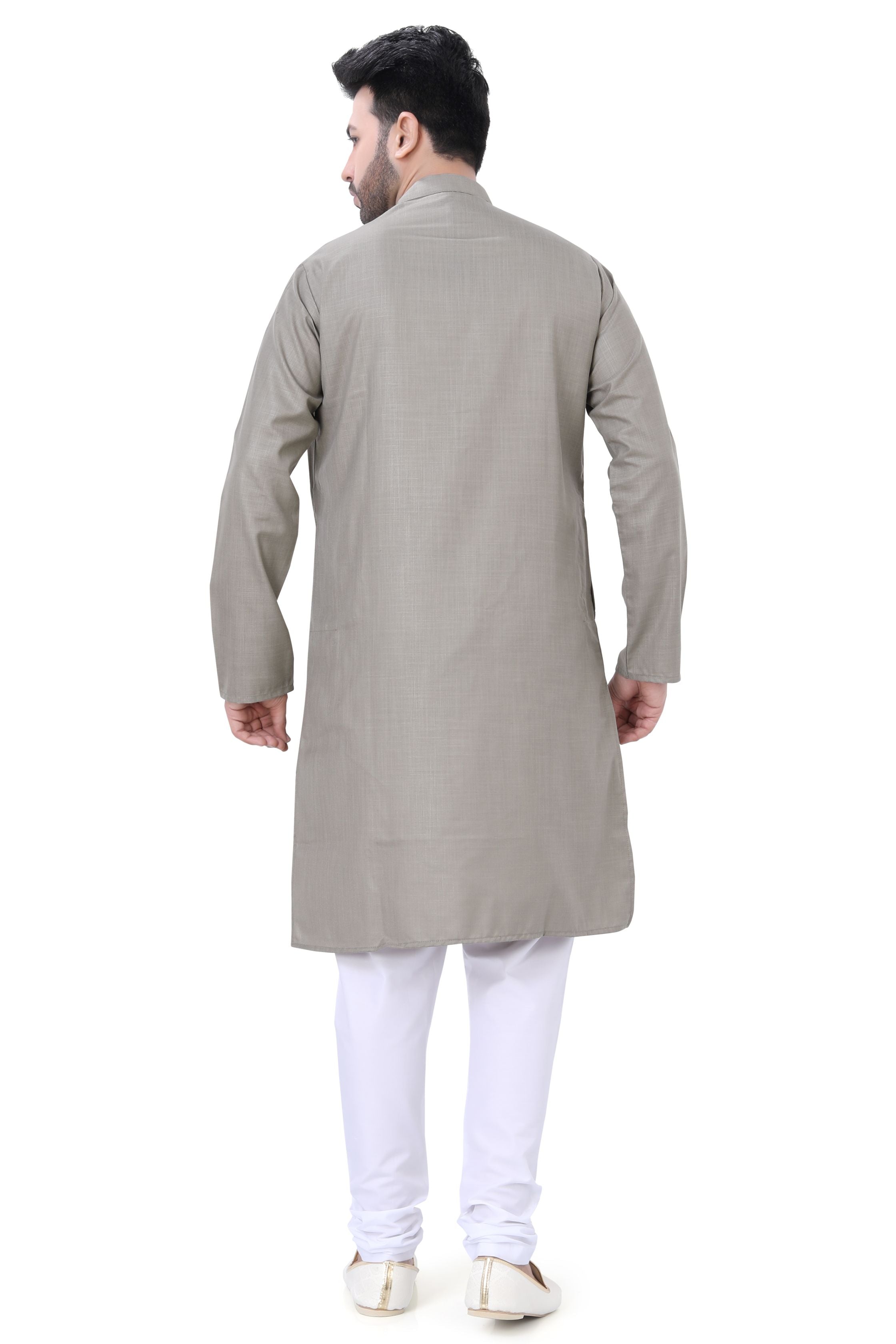 Plain Cotton Kurta in Mehendi color
