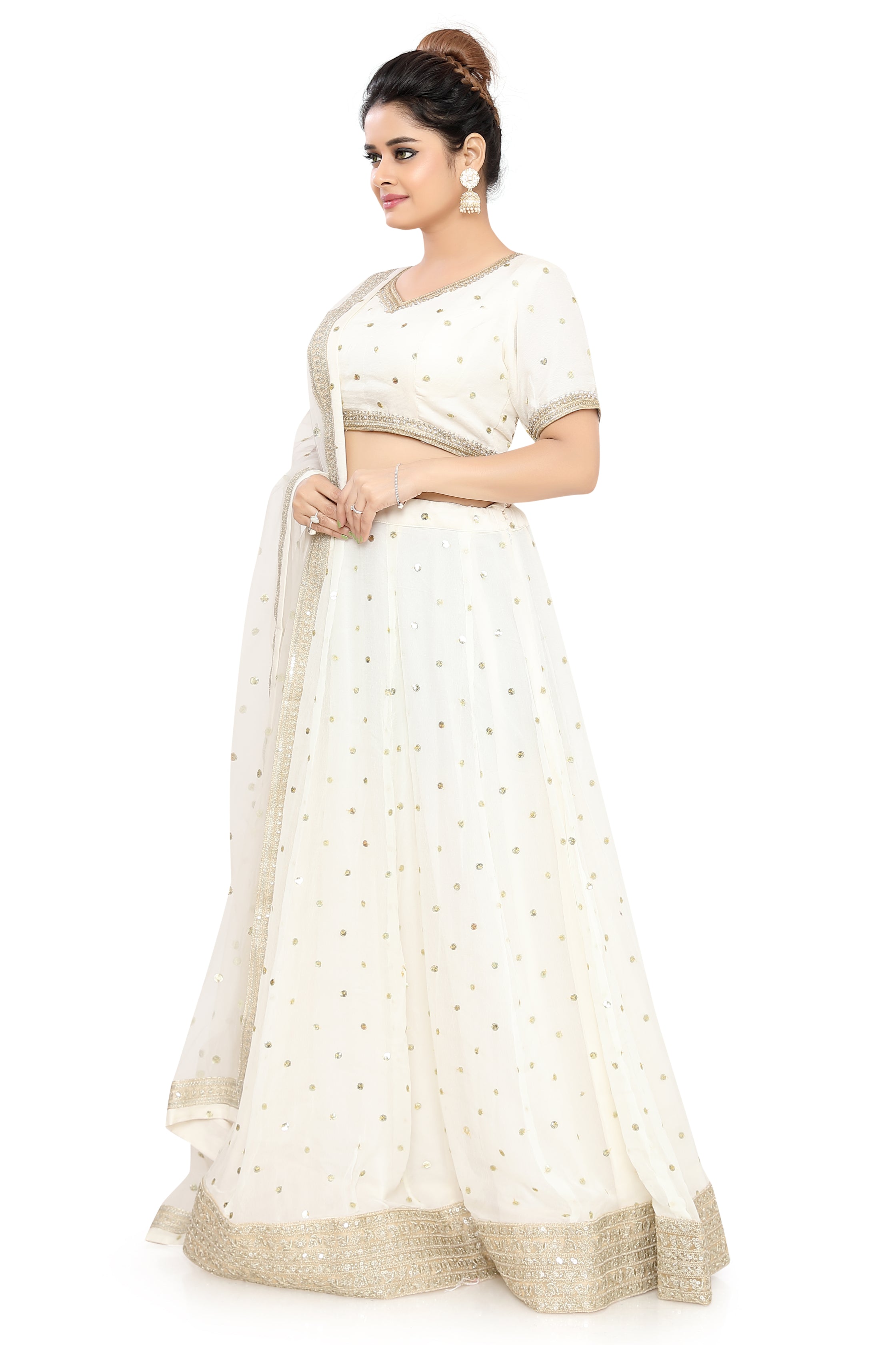 Off-White Chiffon Lehenga Choli