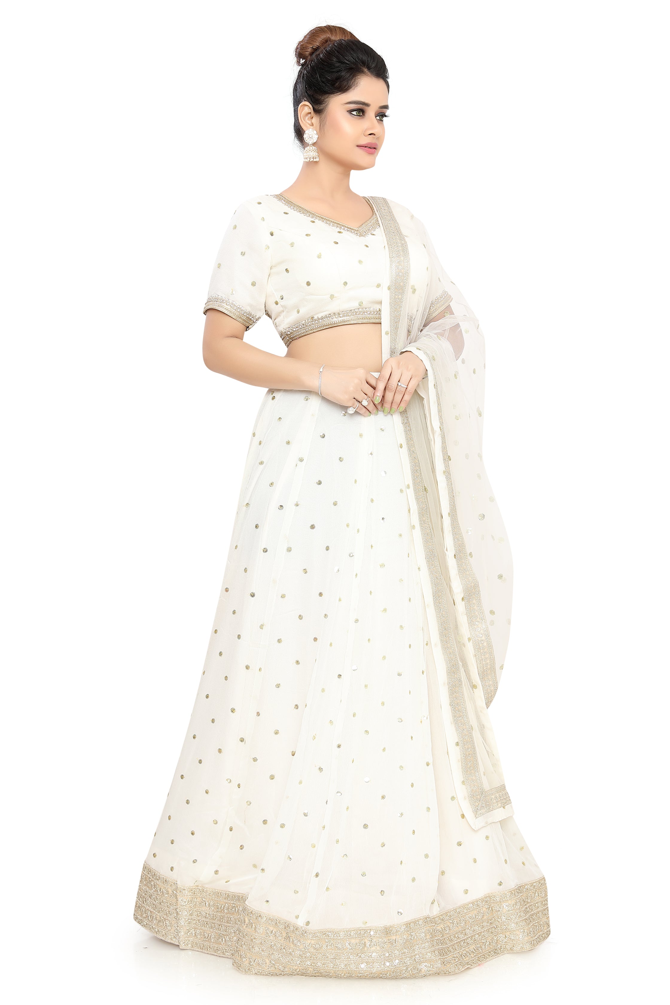 Off-White Chiffon Lehenga Choli