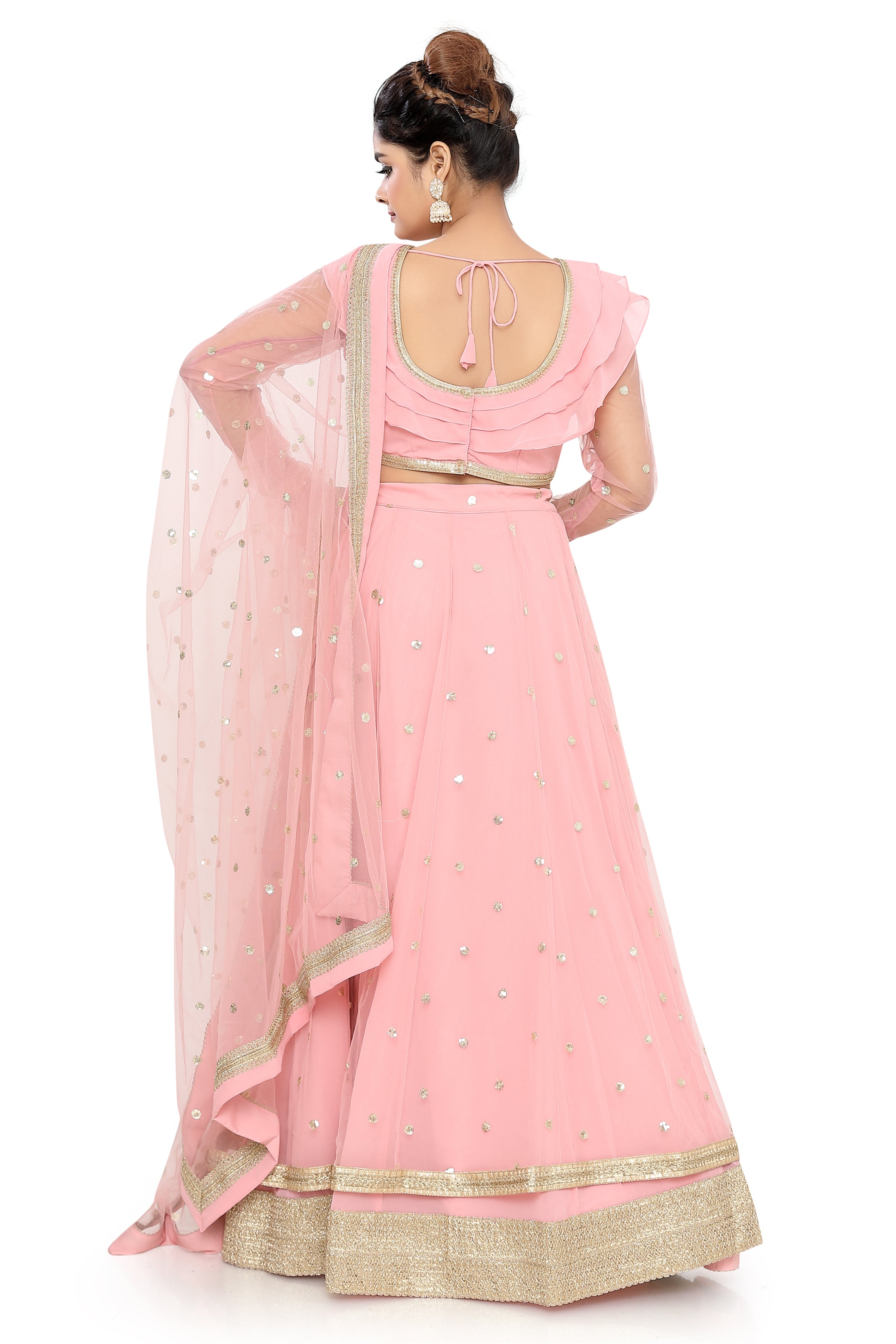 Pink Layered Lehenga Choli