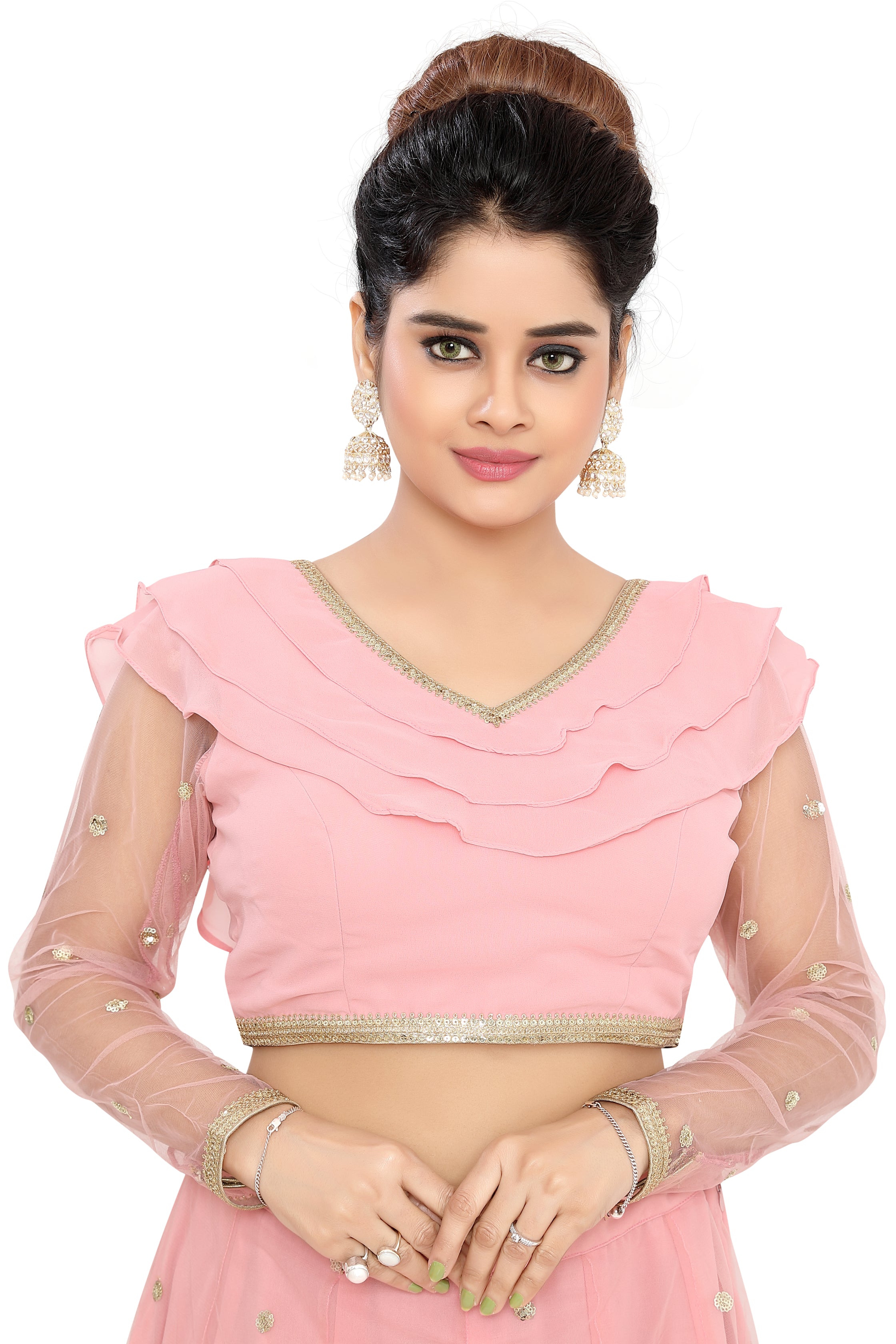 Pink Layered Lehenga Choli